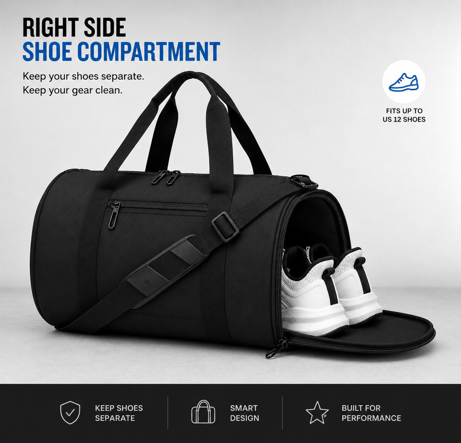 Image of NEHX Gym Bag for Men and Women with Shoe Compartment