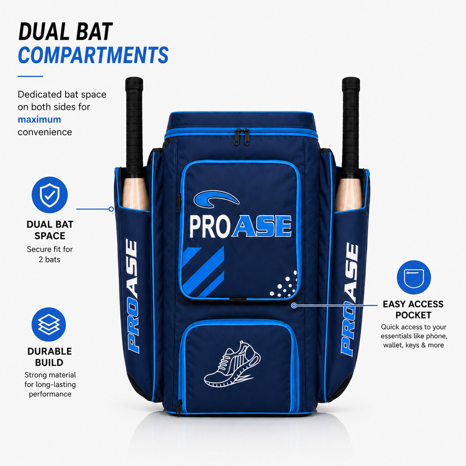 Image of Proase Ti-Ten cricket kit bag (Blue, Kit Bag)