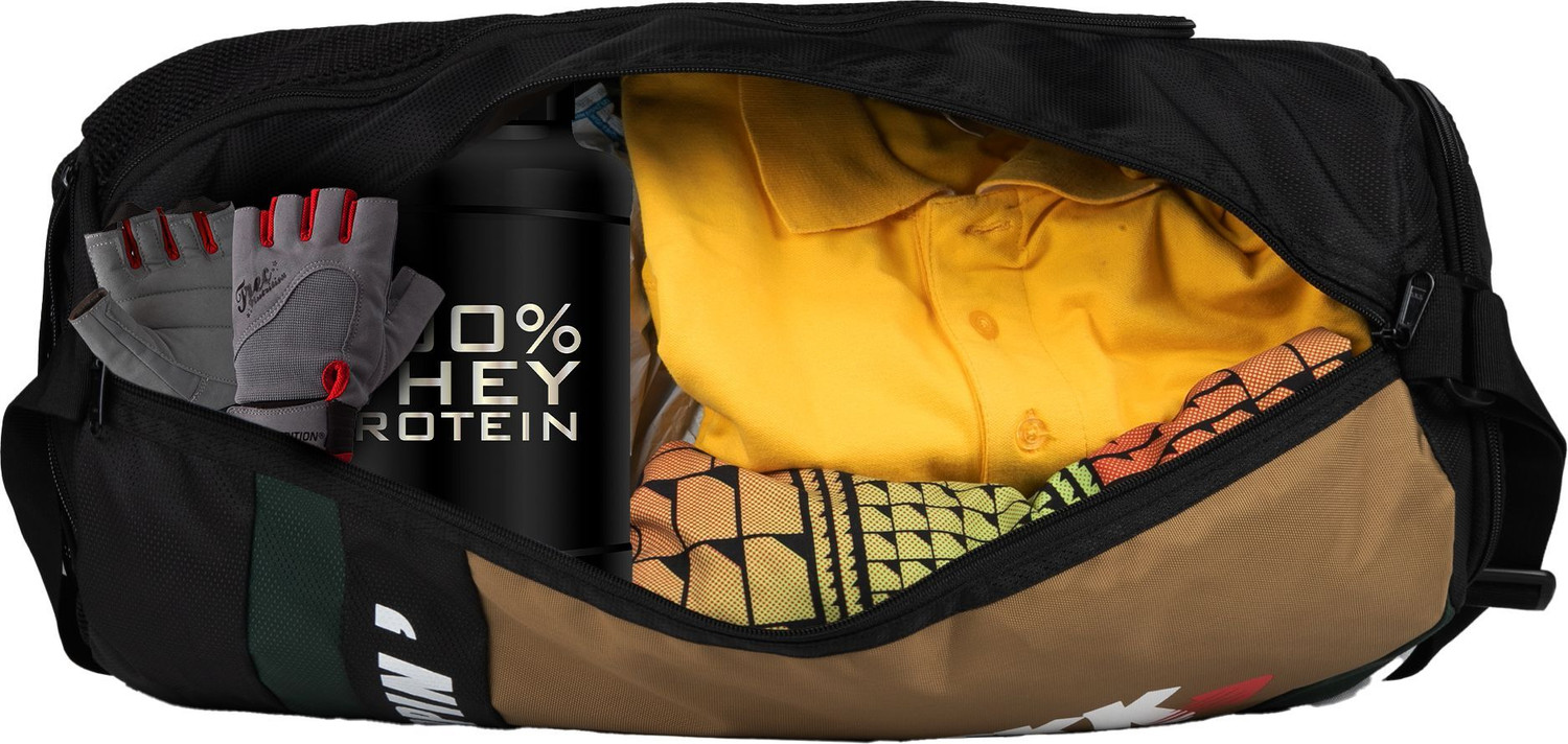 Image of WHACKK Armstrong Blk Khaki 33L Gym Fitness exercise Sports duffle bag Shoe dry /wet pkts