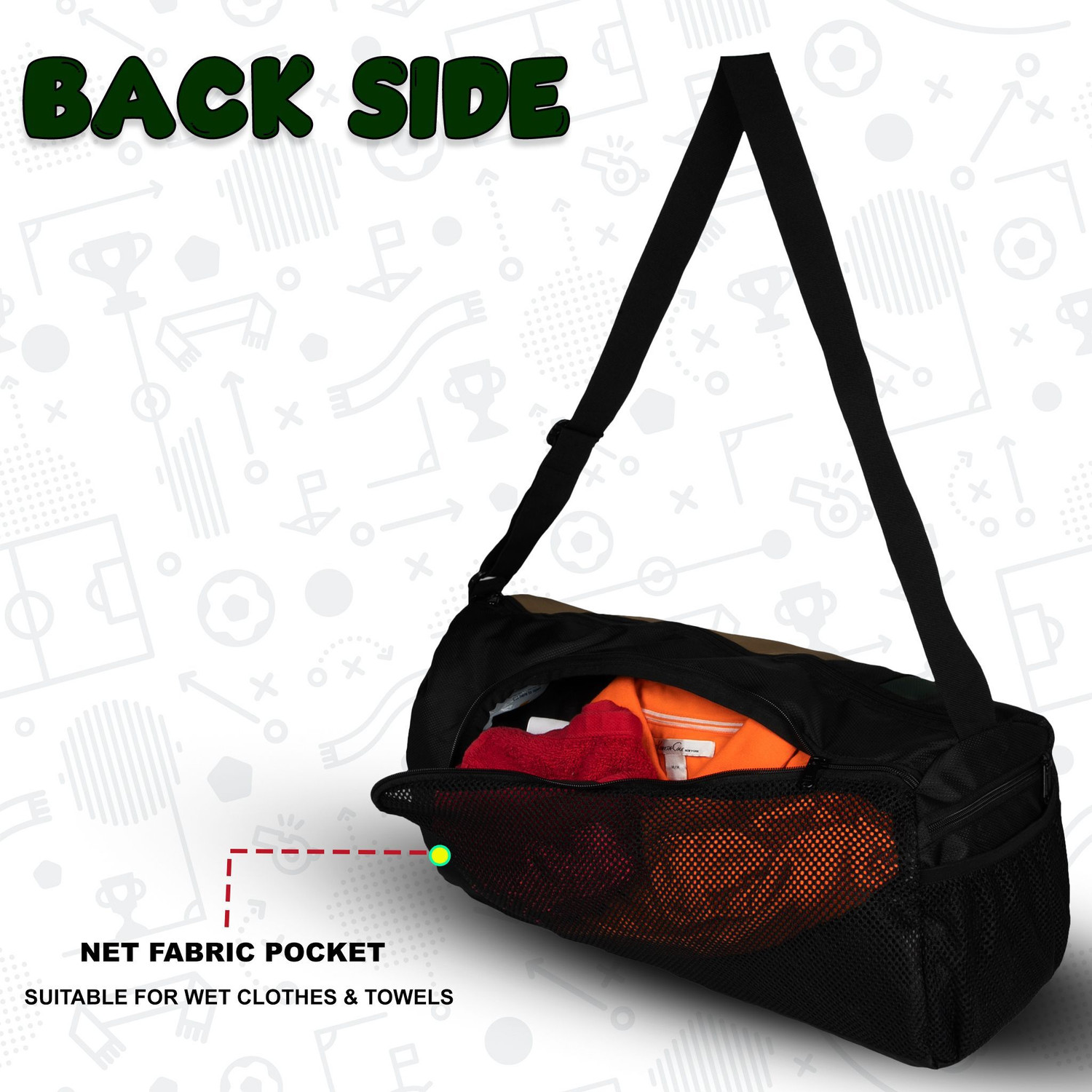 Image of WHACKK Armstrong Blk Khaki 33L Gym Fitness exercise Sports duffle bag Shoe dry /wet pkts