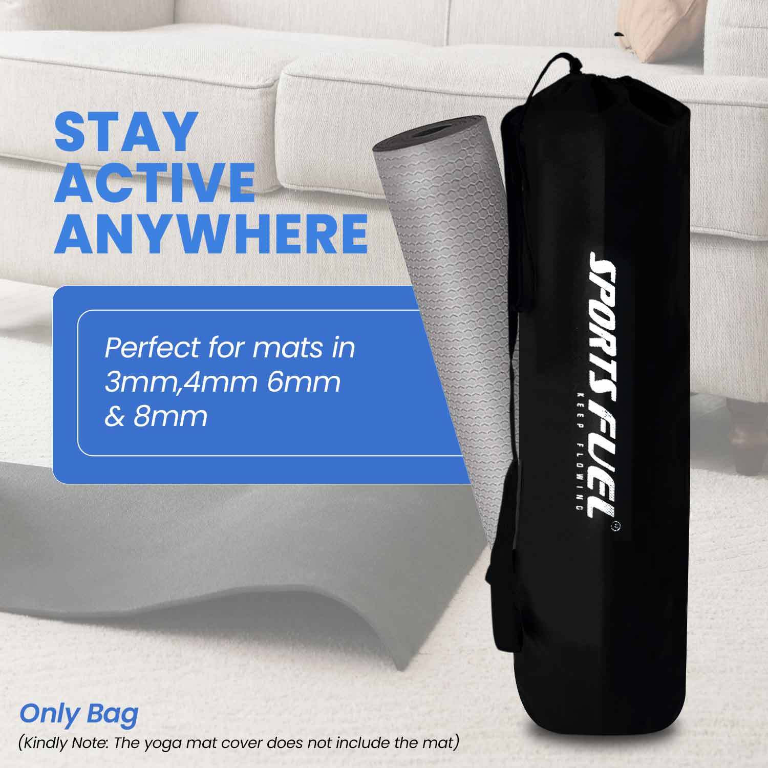 Image of Sportsfuel Yoga Mat Cover Non Woven- Black