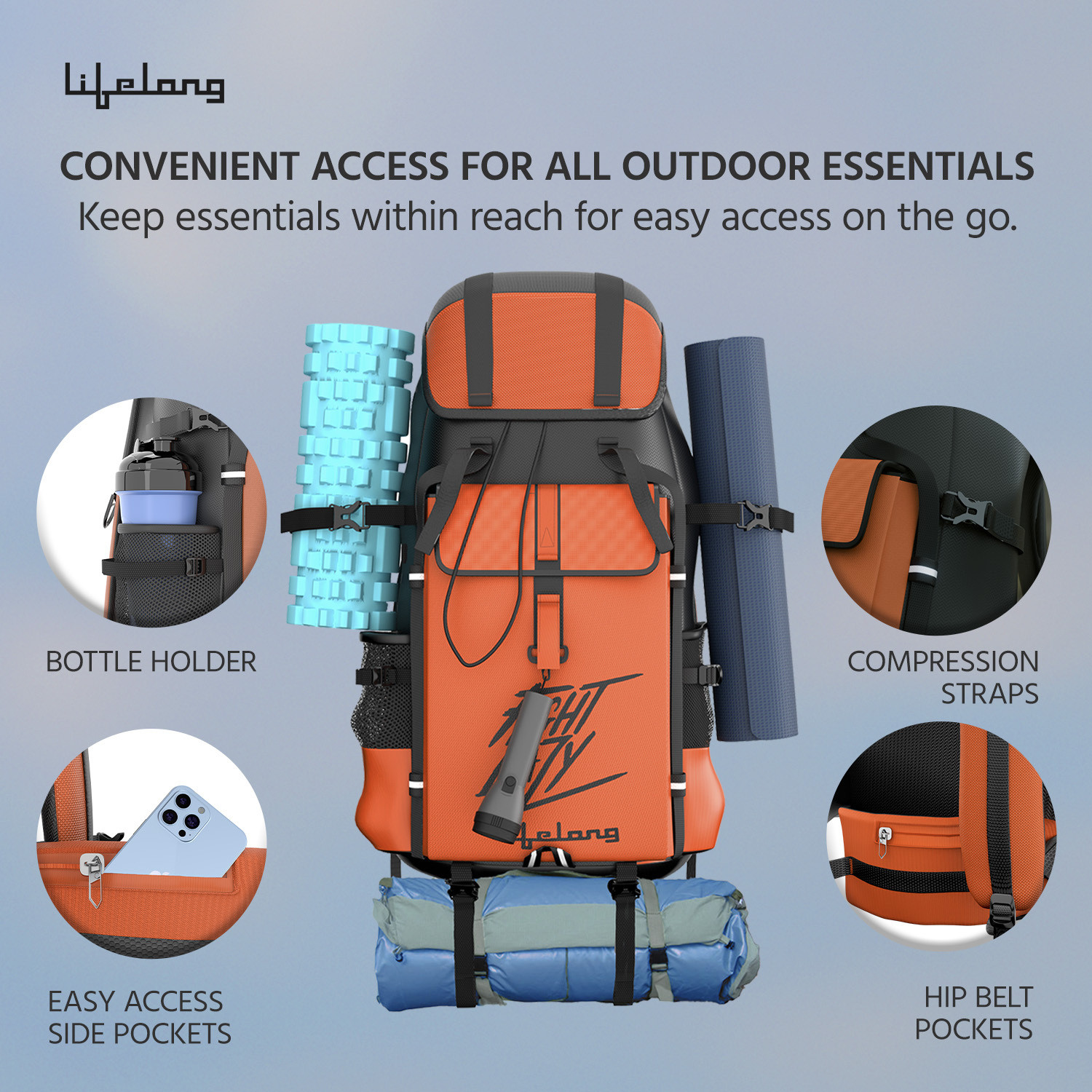 Image of Lifelong Travel Backpack Rucksack Bags For Trekking,Travel, Hiking, Camping