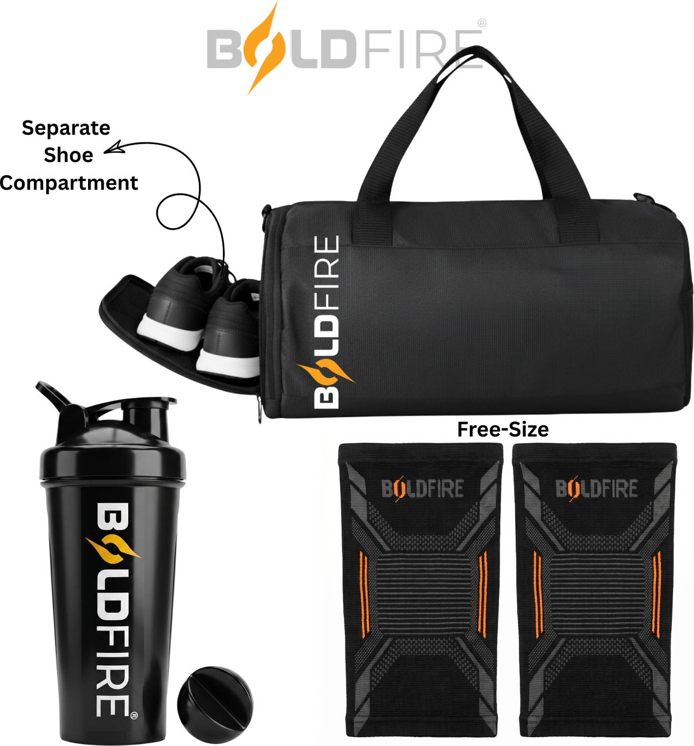 BoldFire Sports Gym Bag with Shoe Compartment - Image 1