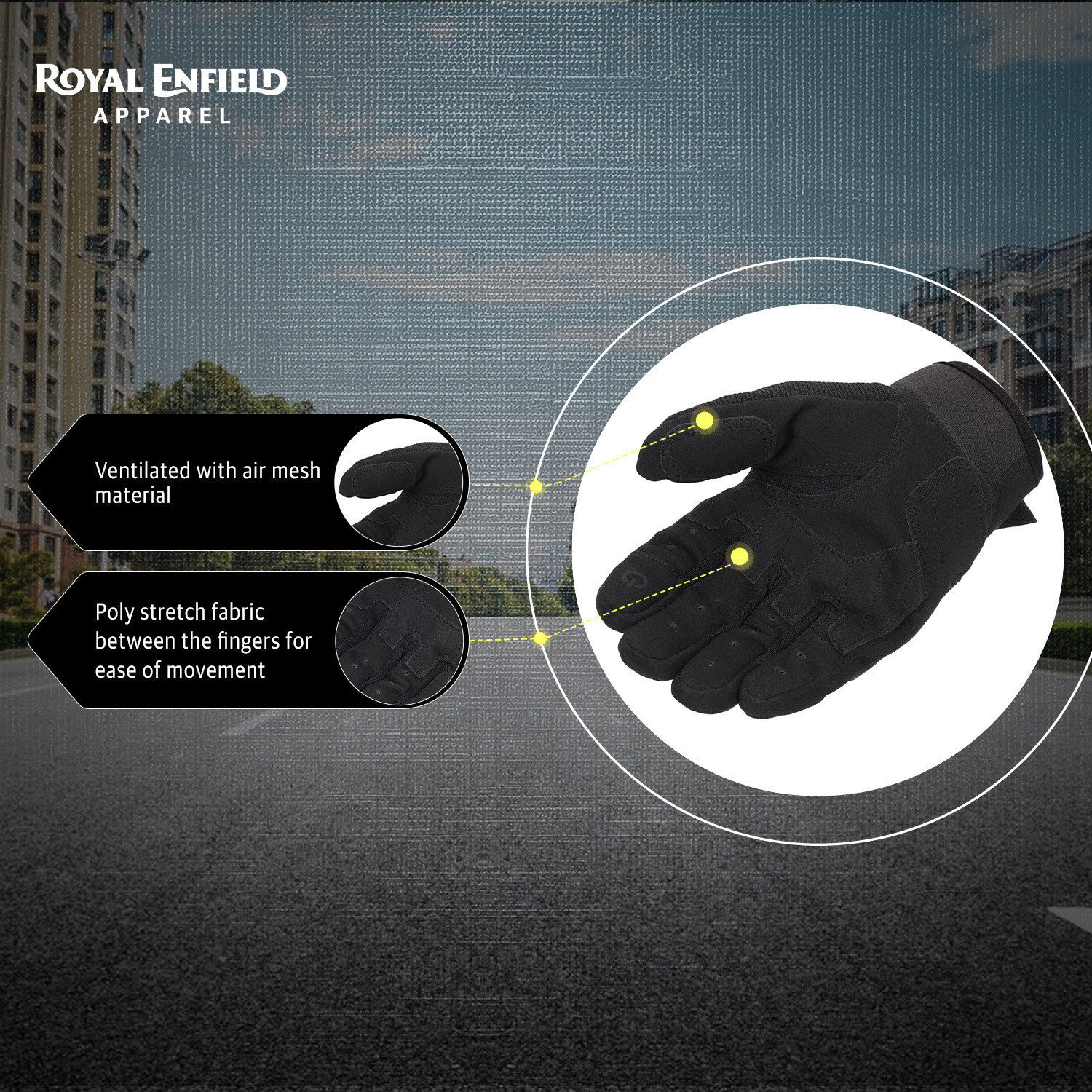 Image of ROYAL ENFIELD Kommuter Bike Riding Gloves | Knuckle Protection & Abrasion Resistance Riding Gloves