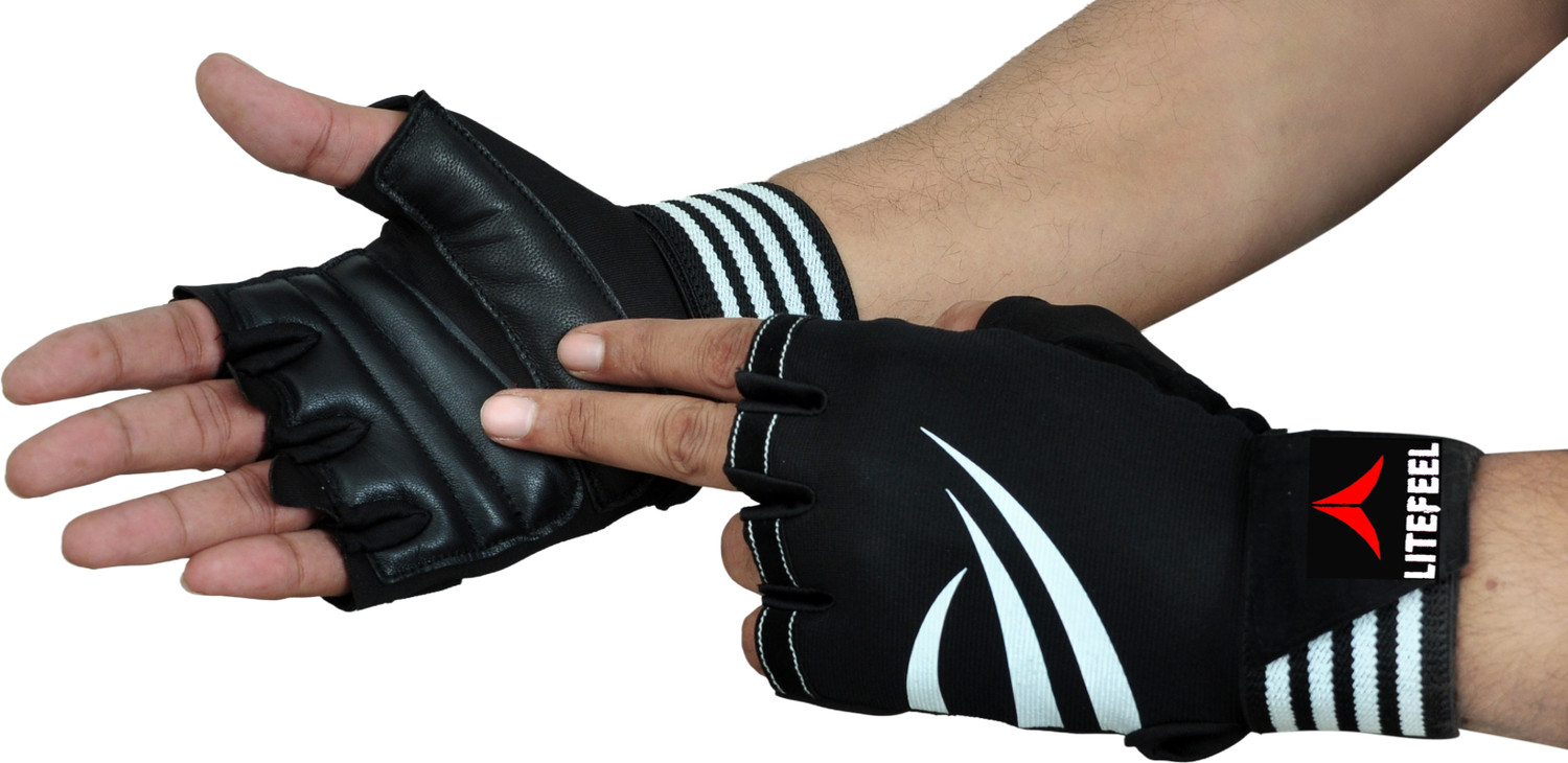 Image of LITE FEEL Gym Hand Glove, Sport glove, Riding Glove, Hand Glove Gym & Fitness Gloves (White and Black)