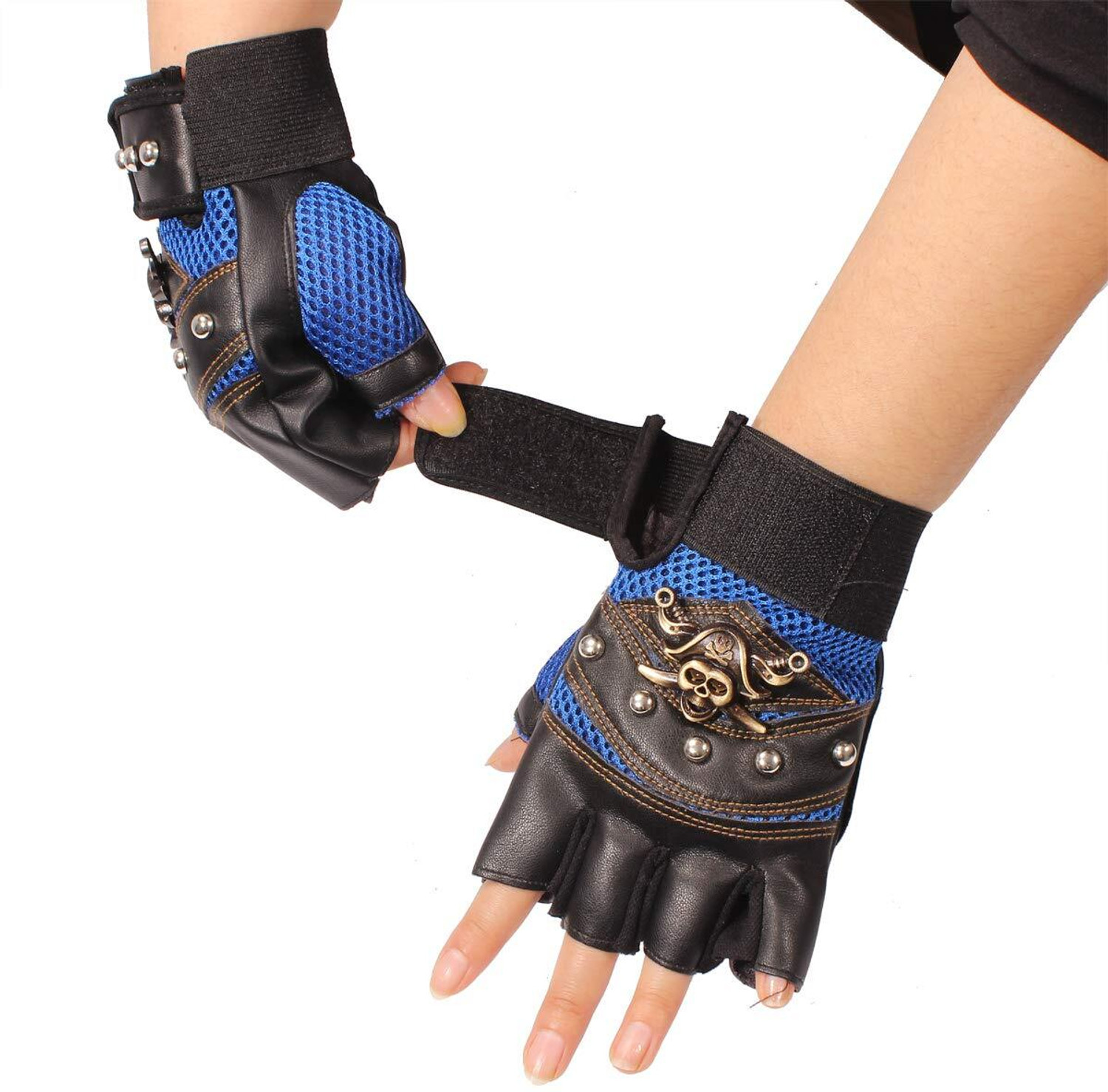 Image of GymWar Sport Cycling Motorcycle Gloves Cool Pirate Bike Bicycle Half Finger Gym Gloves Gym & Fitness Gloves