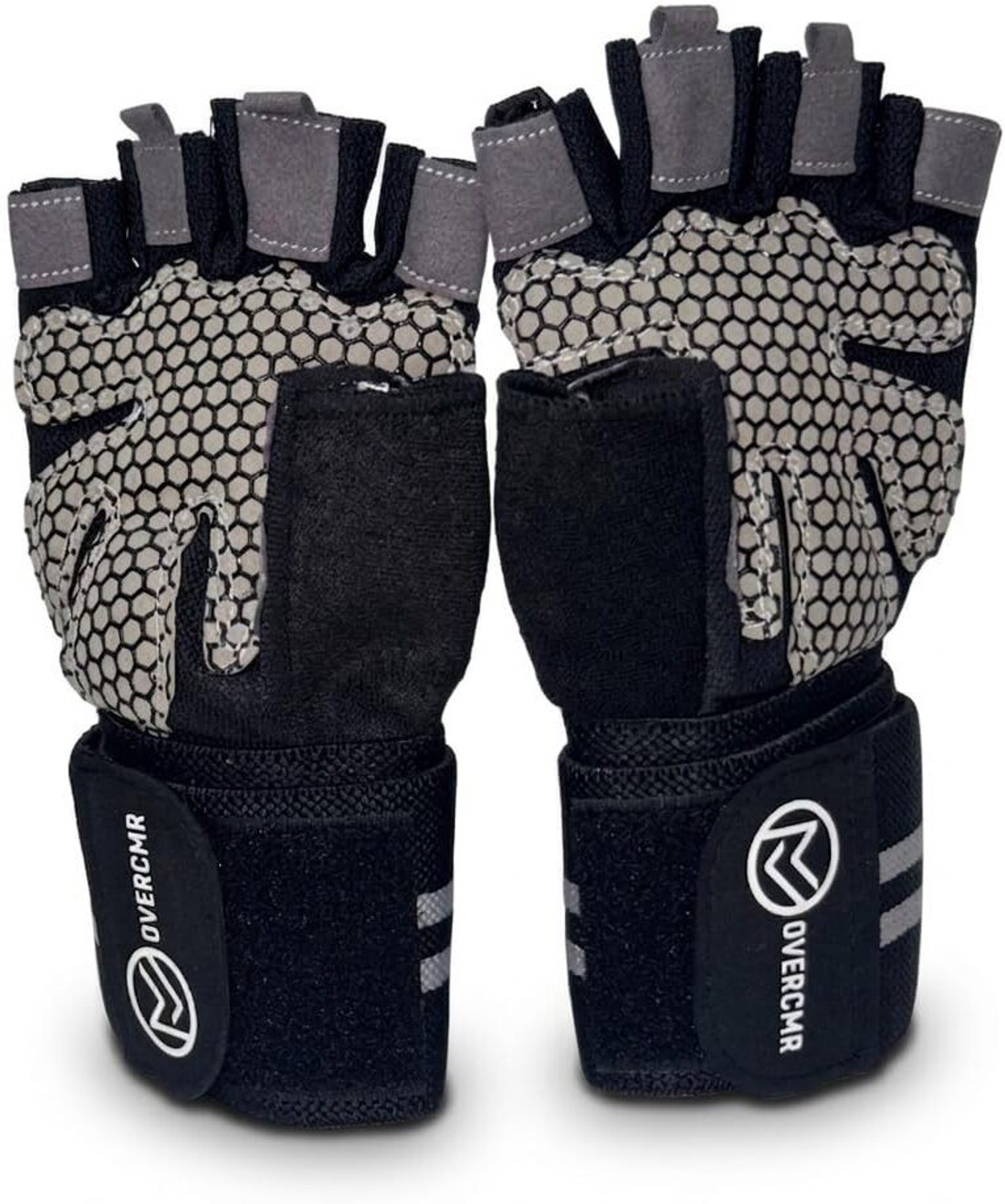 Image of Overcmr Gym Gloves for Women & Man | Padded with Silicone Grid for Maximum Grip (S) Gym & Fitness Gloves (Black)