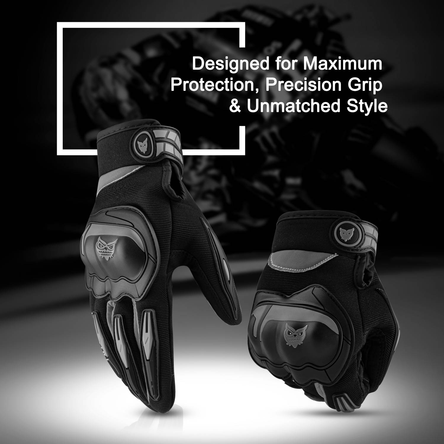 BAD OWL RYDON Full Finger Motorcycle Gloves Black - Image 2