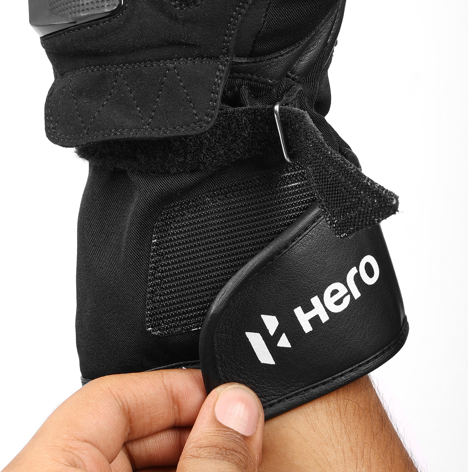 Image of Hero Motocorp Long Leather and Polyester Full Riding Gloves - Knuckle & Palm Slider Protection Riding Gloves