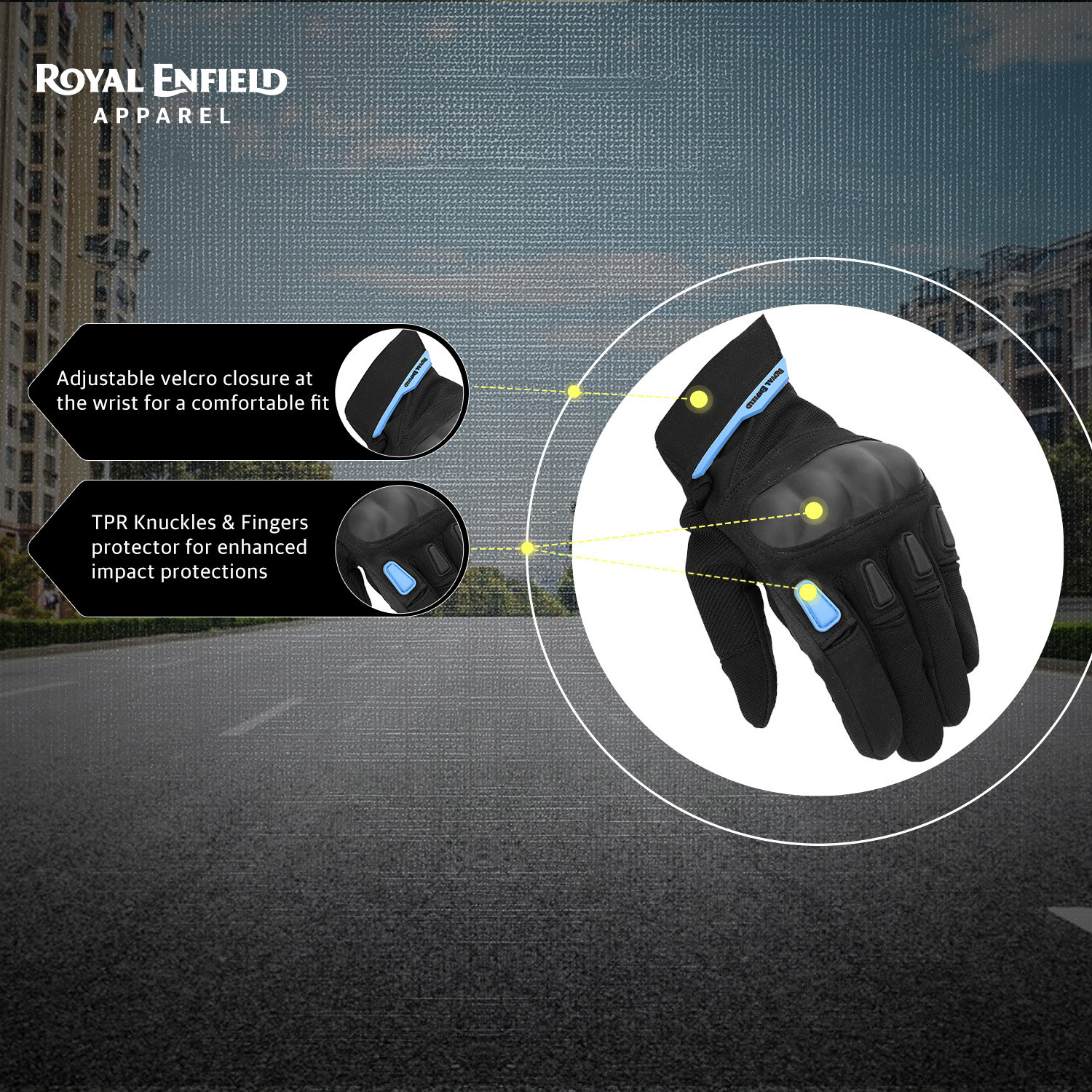 Image of ROYAL ENFIELD Kommuter Bike Riding Gloves | Knuckle Protection & Abrasion Resistance Riding Gloves
