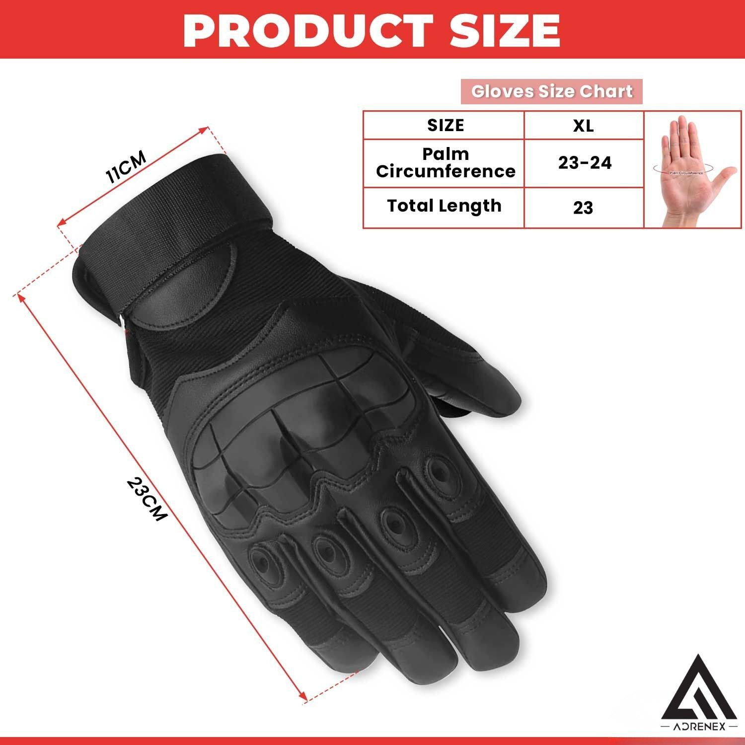 Image of Adrenex by Flipkart Full Finger Tactical Gloves with Hard Knuckle Guard For Cycling & Bike Riding Gloves
