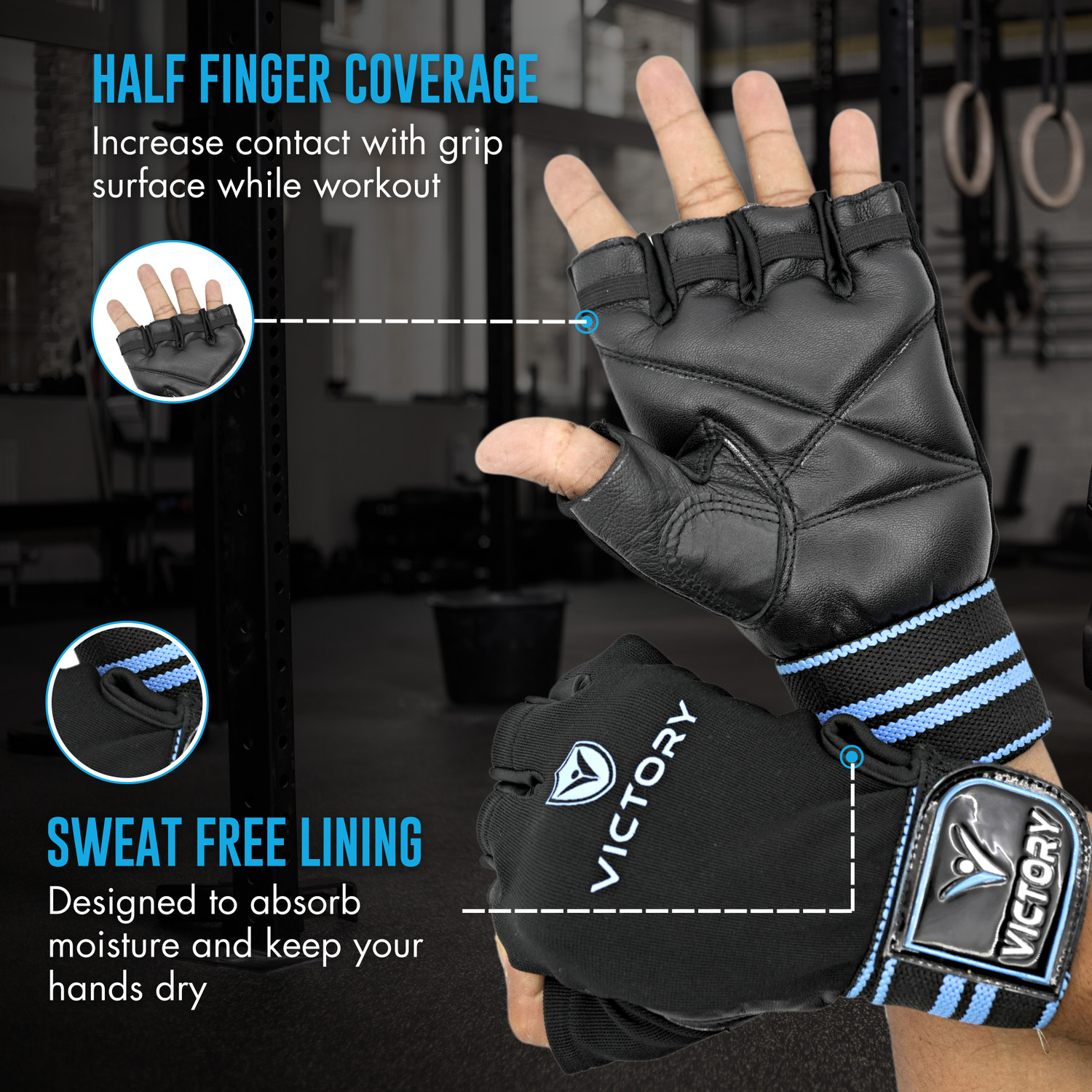 Image of VICTORY POWER Gym Gloves for Men & Women with Wrist Support for Weightlifting, Exercise Gym & Fitness Gloves