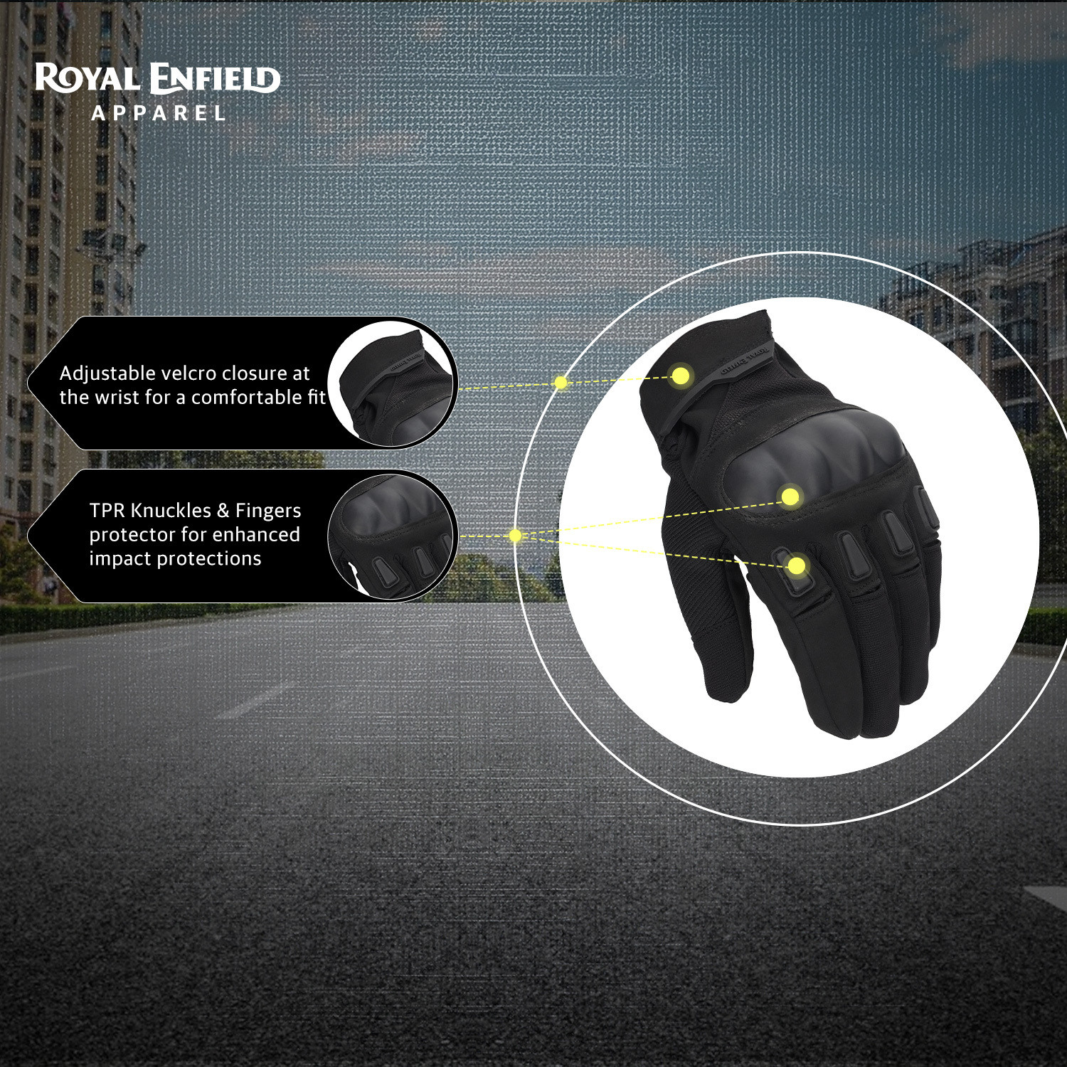 Image of ROYAL ENFIELD Kommuter Bike Riding Gloves | Knuckle Protection & Abrasion Resistance Riding Gloves