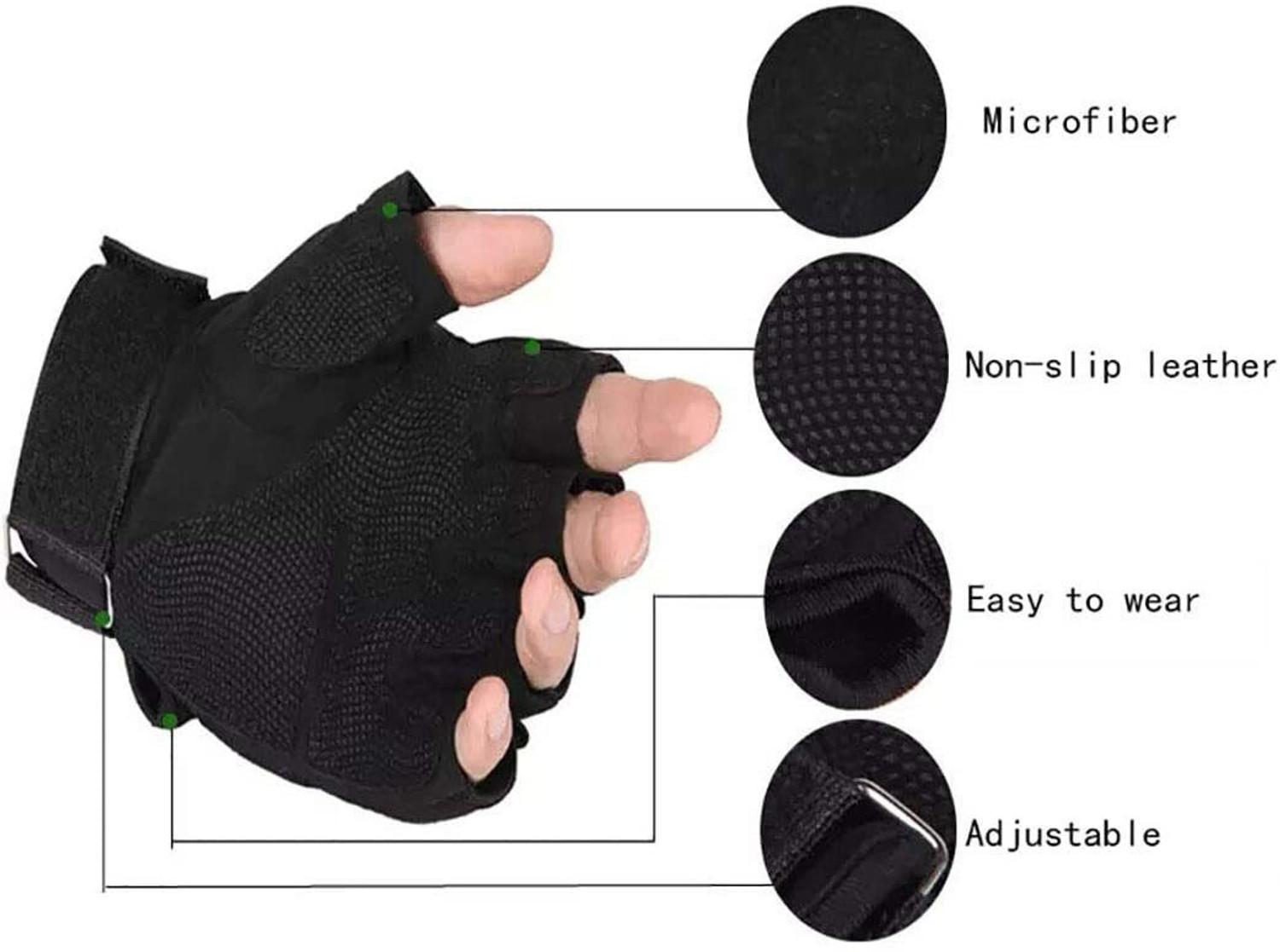 Image of Leosportz Tactical Gloves, Hard Knuckle Fingerless Half Finger Motorcycle Cycling Driving Gloves