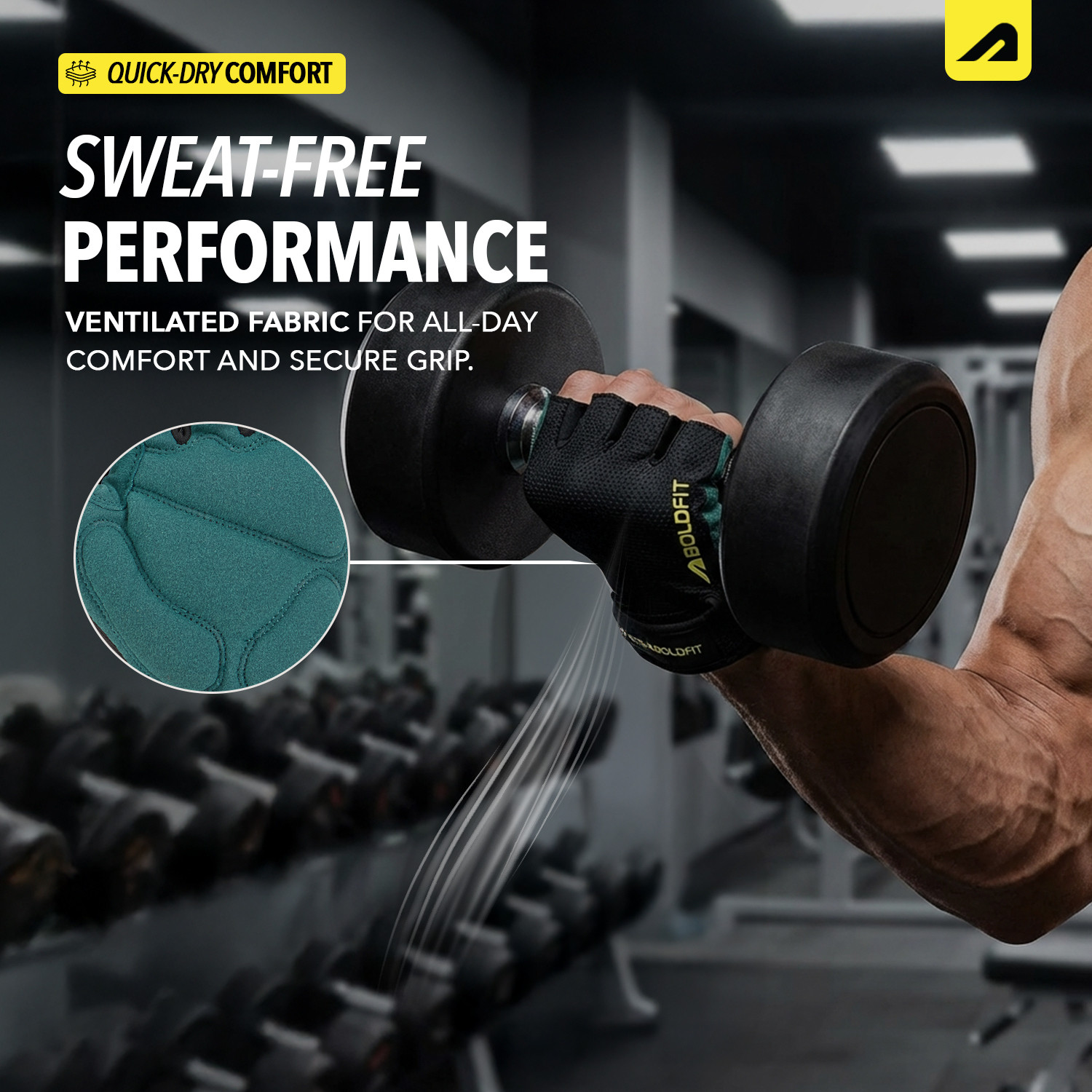 Image of BOLDFIT Aero Grip Suede Leather Hand Gym Gloves for men, women Gym & Fitness Gloves