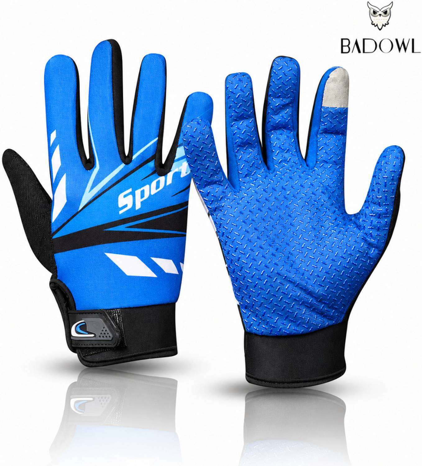 BAD OWL B0-34_BLUE Riding Gloves