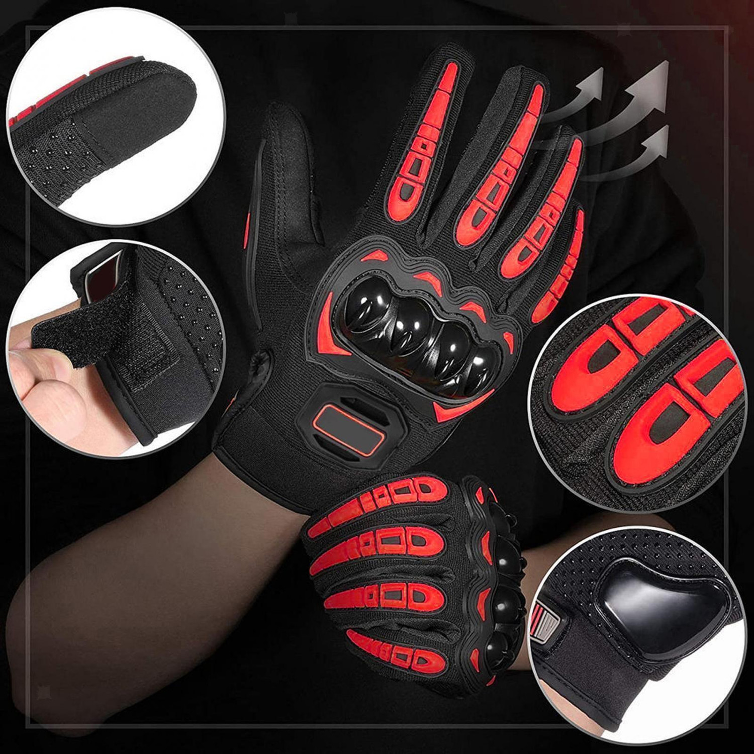 Image of SHIVEXIM Motorcycle Gloves Breathable Anti-Slip with Good Grip Hard Knuckles Protection Riding Gloves