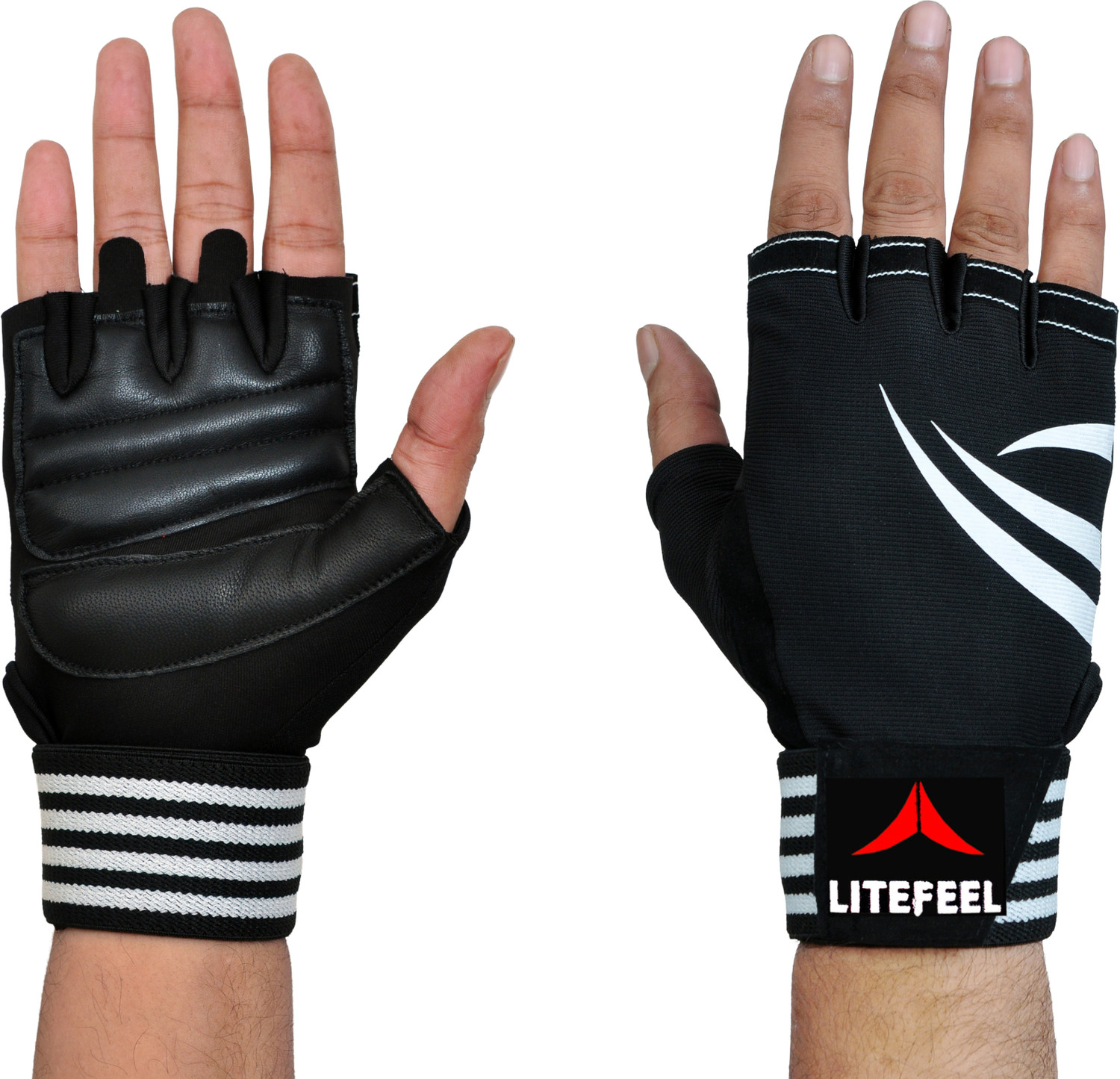 Image of LITE FEEL Gym Hand Glove, Sport glove, Riding Glove, Hand Glove Gym & Fitness Gloves (White and Black)