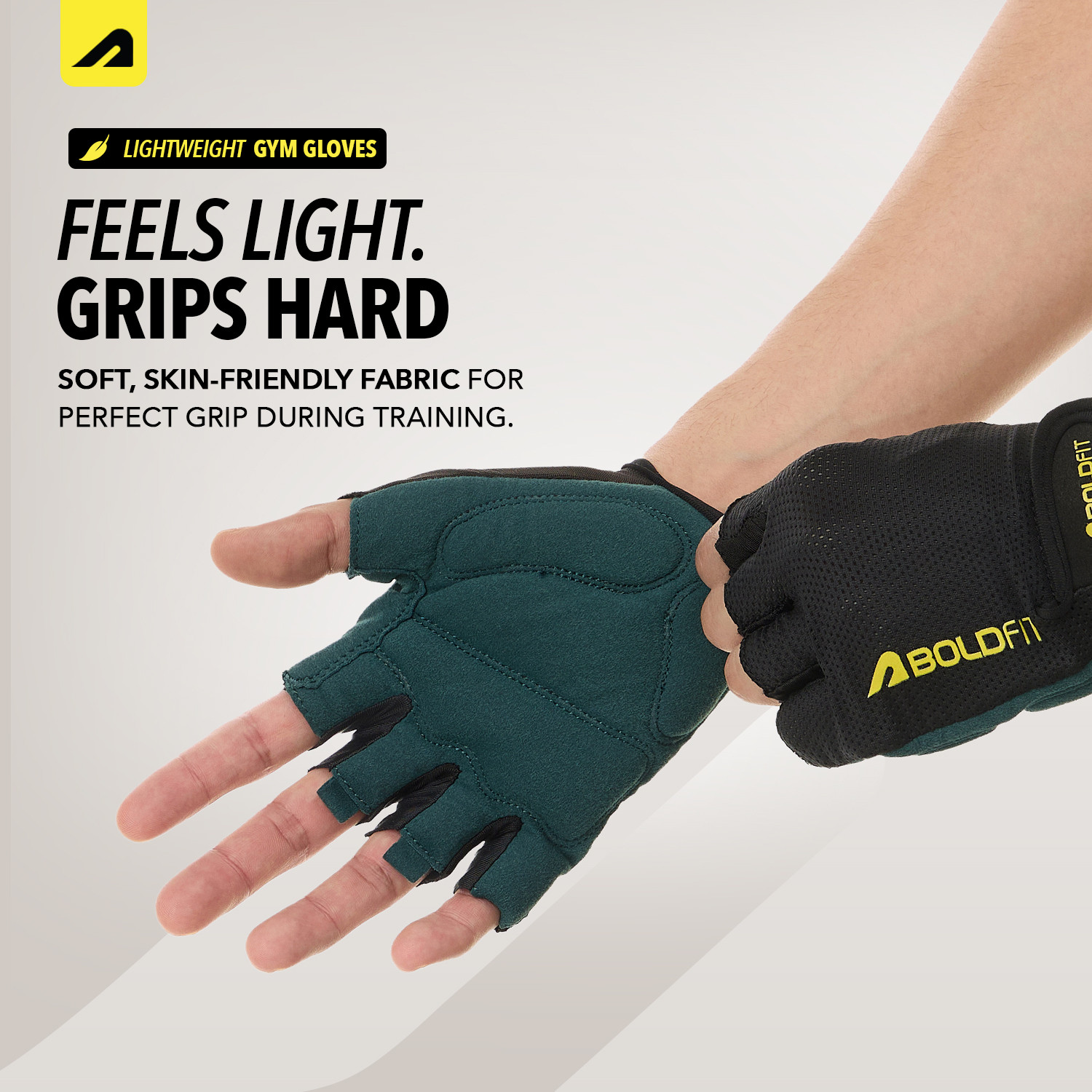 Image of BOLDFIT Aero Grip Suede Leather Hand Gym Gloves for men, women Gym & Fitness Gloves