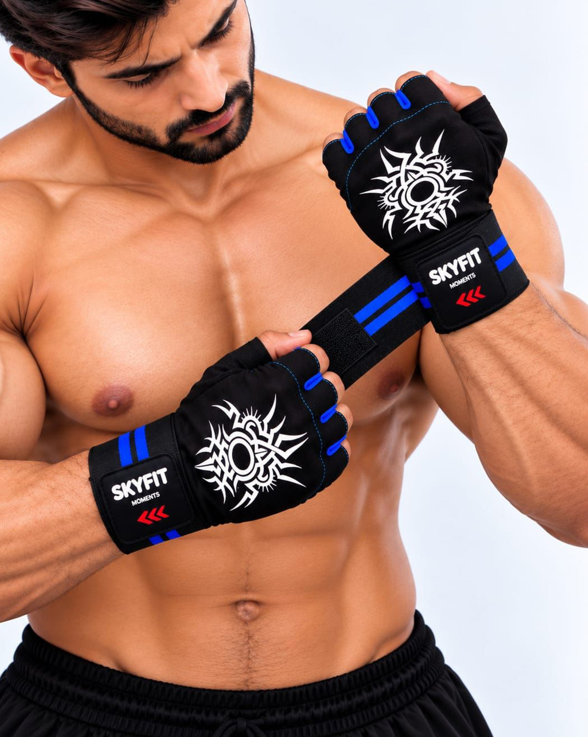 Image of LITE FEEL Gym glove, Sport glove, Hand glove Gym & Fitness Gloves (Blue)