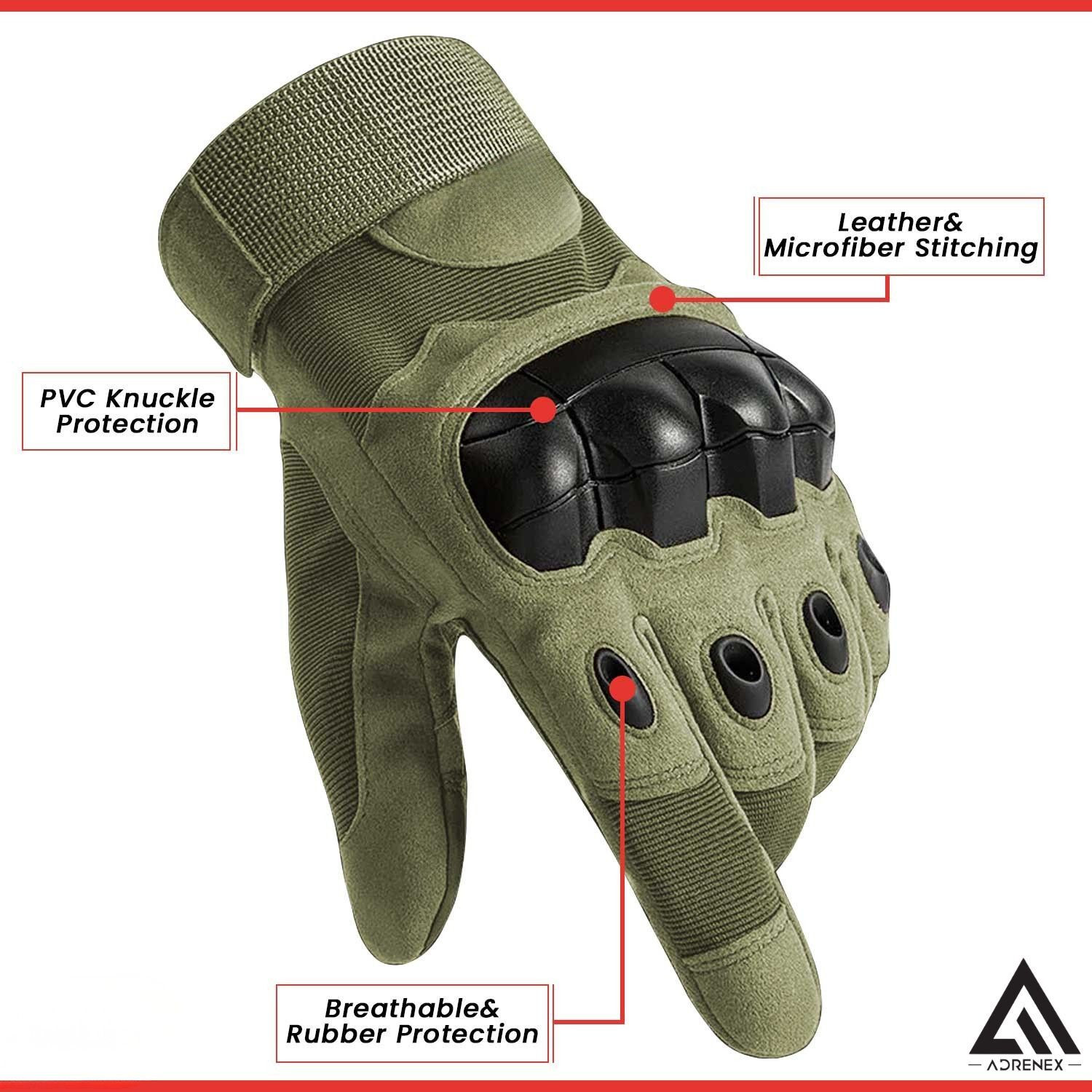 Image of Adrenex by Flipkart Full Finger Tactical Gloves with Hard Knuckle Guard For Cycling & Bike Riding Gloves