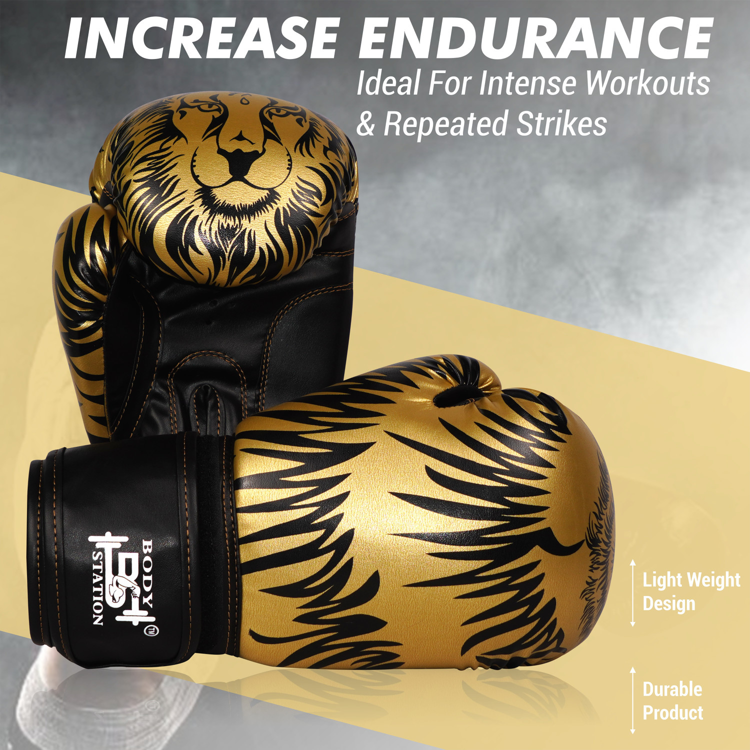 Image of Bodystation Longlasting Faux Leather MMA Everlasting Training Lion Boxing Gloves