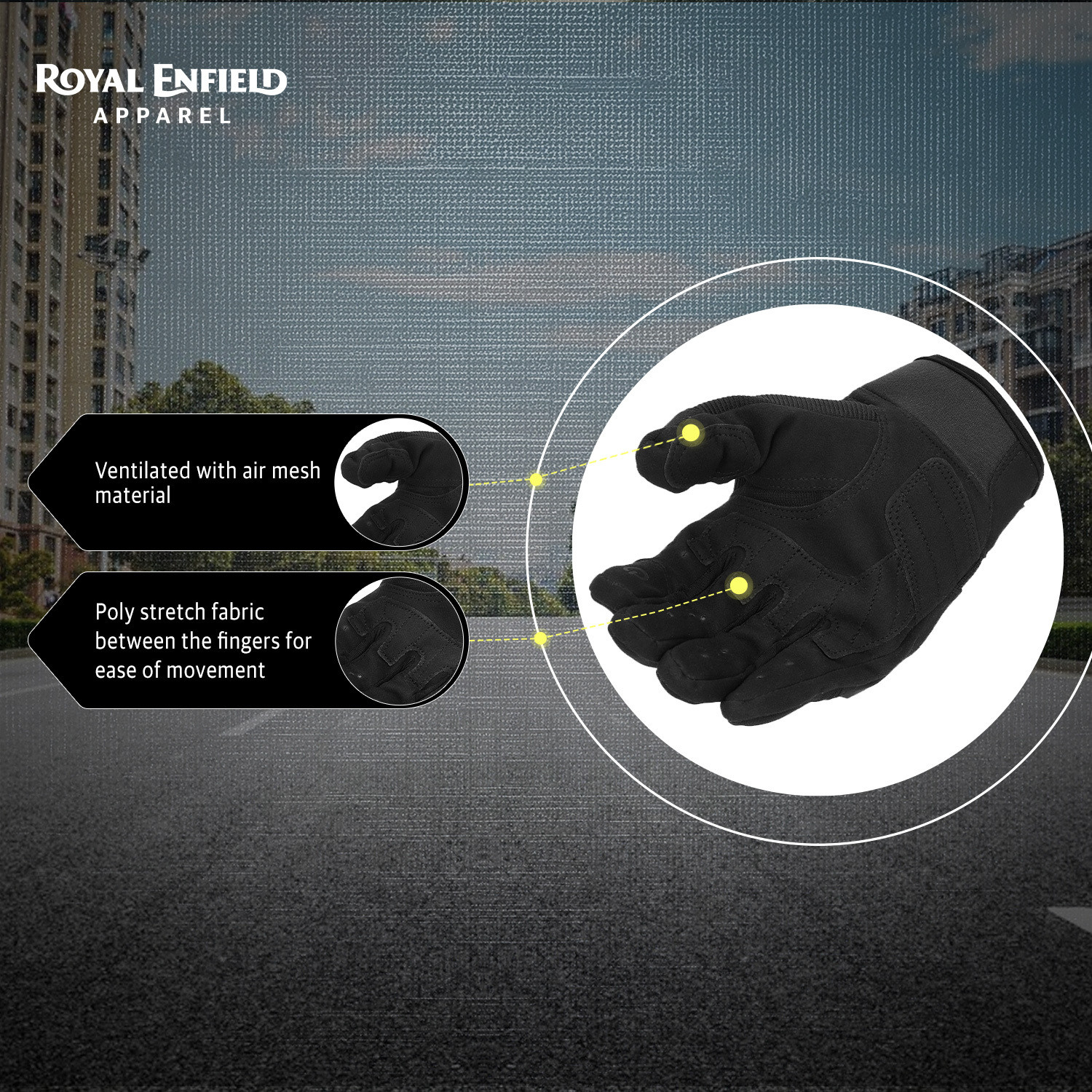 Image of ROYAL ENFIELD Kommuter Bike Riding Gloves | Knuckle Protection & Abrasion Resistance Riding Gloves