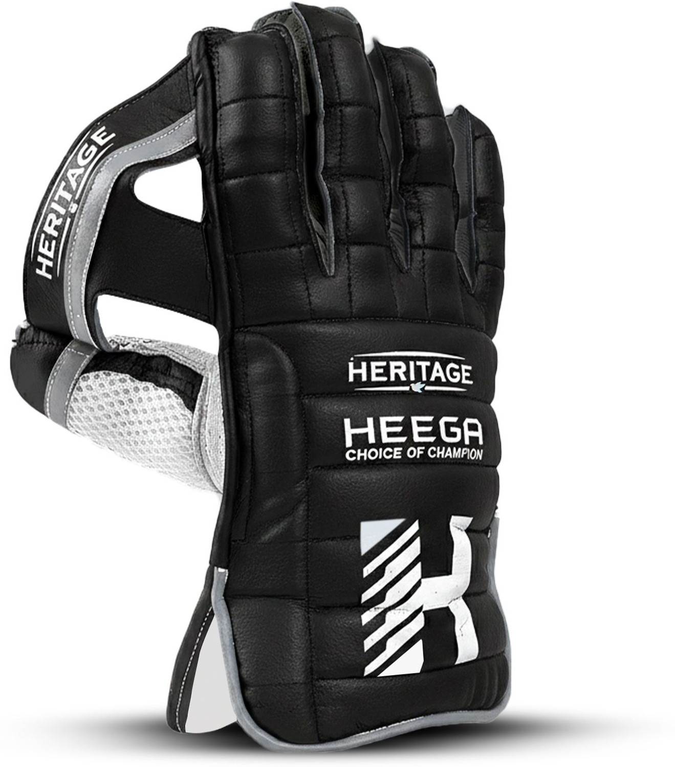 Image of Heega Heritage Black Wicket Keeping Gloves (Black)