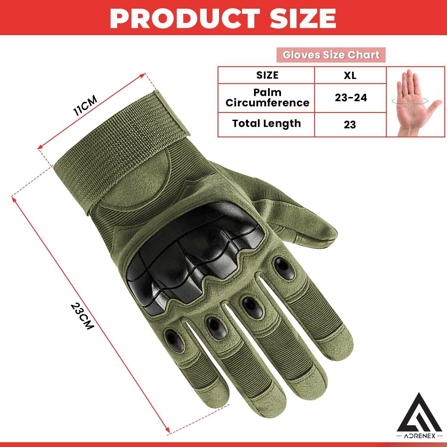 Image of Adrenex by Flipkart Full Finger Tactical Gloves with Hard Knuckle Guard For Cycling & Bike Riding Gloves