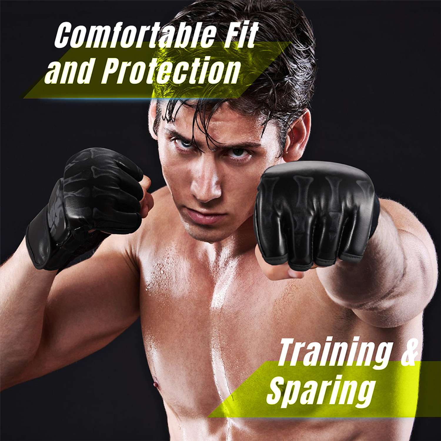 Image of Verilux Boxing Gloves for Adults PU MMA Gloves with Wrist Wrap and EVA Foam for Training Boxing Gloves (White)