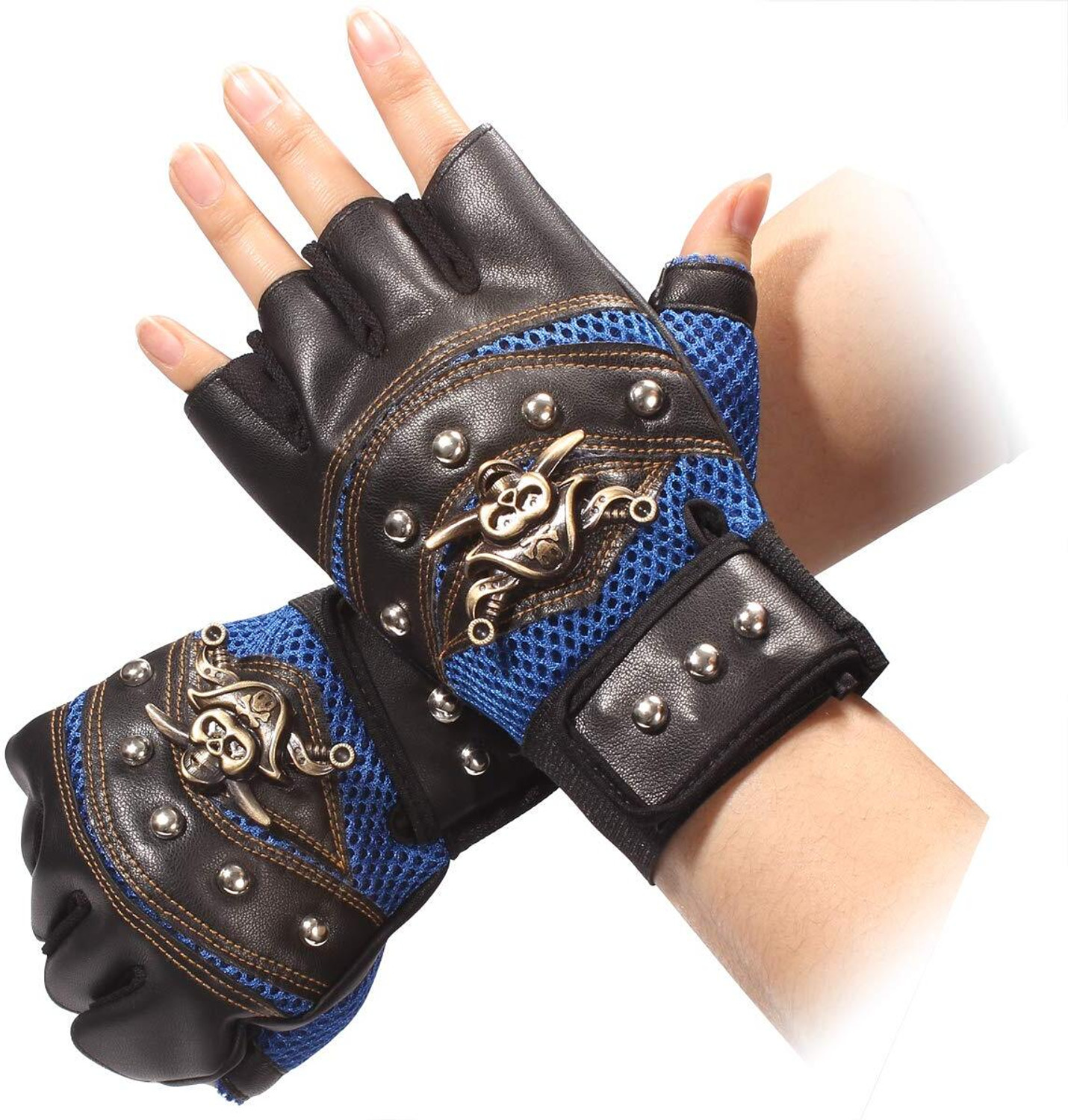 Image of GymWar Sport Cycling Motorcycle Gloves Cool Pirate Bike Bicycle Half Finger Gym Gloves Gym & Fitness Gloves