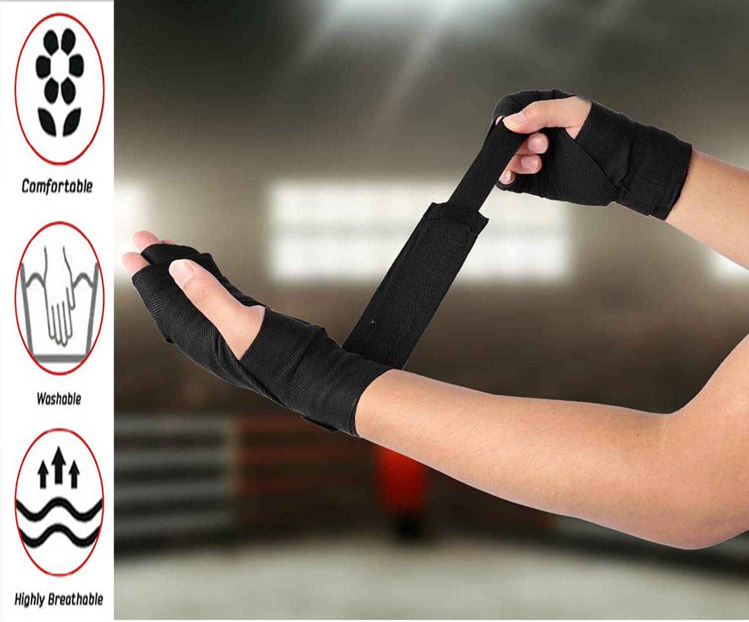 Victory Black Boxing Hand Wrap (1 Pair) - Image 5
