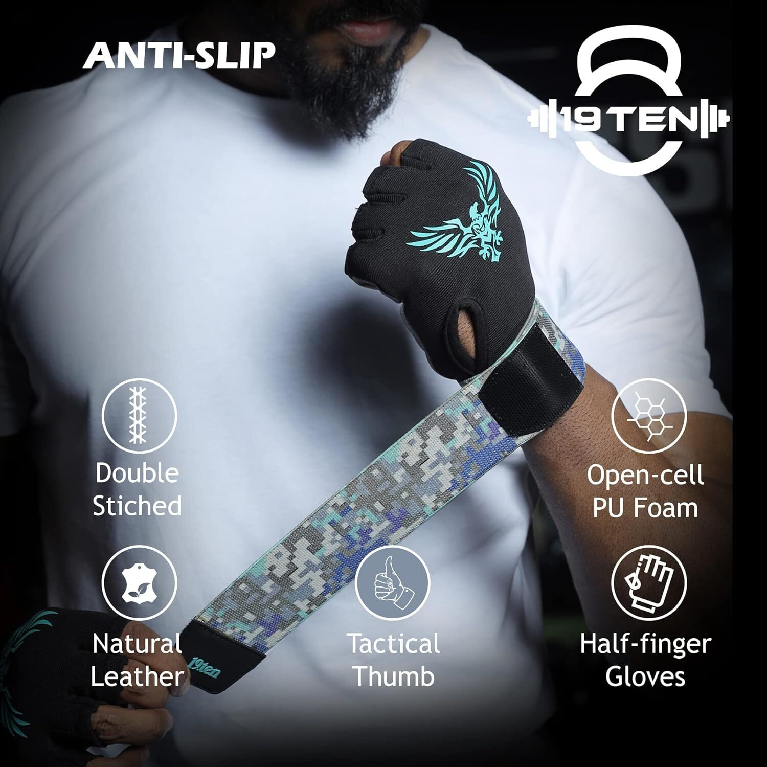 Image of 19.ten Gym Gloves For Men & Women - Weightlifting Gloves For Extra Palm Thickness Gym & Fitness Gloves
