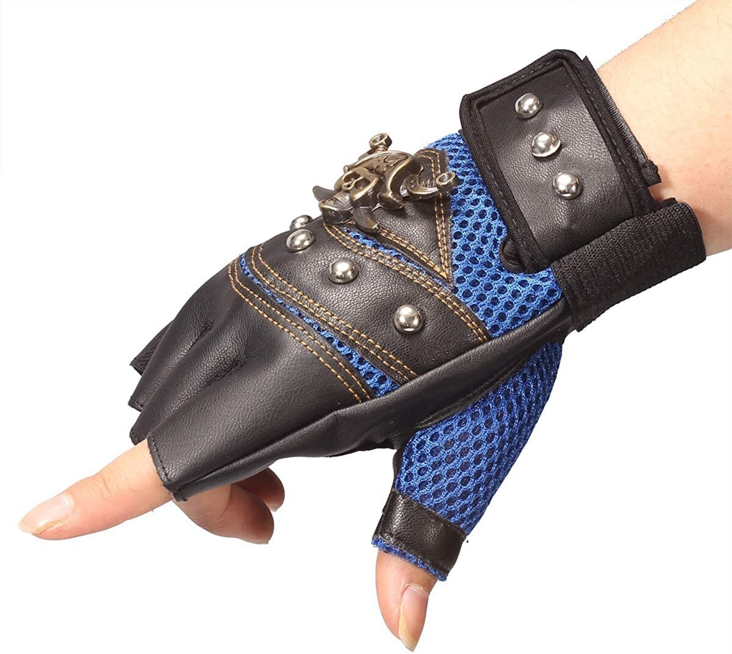 Image of GymWar Sport Cycling Motorcycle Gloves Cool Pirate Bike Bicycle Half Finger Gym Gloves Gym & Fitness Gloves