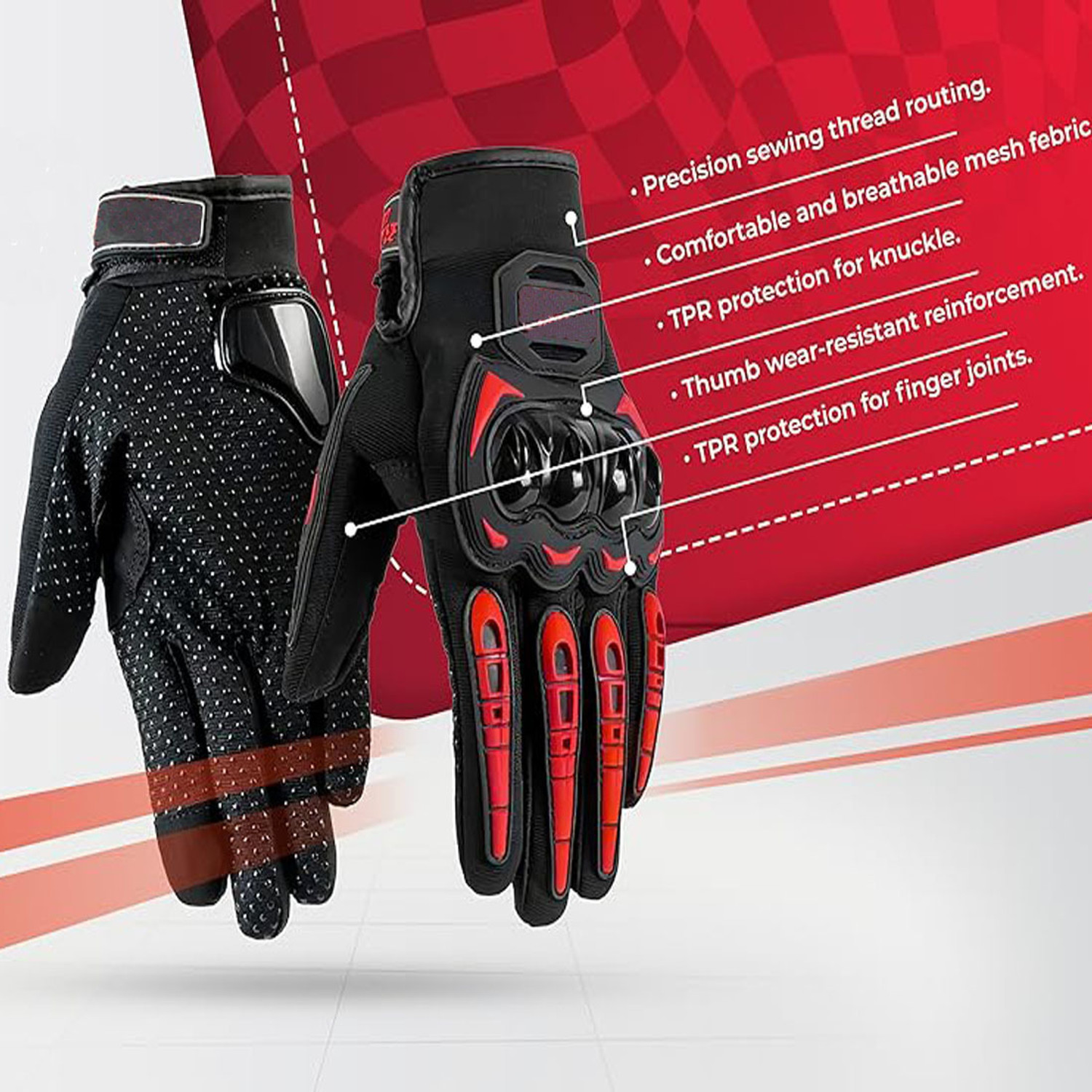 Image of SHIVEXIM Motorcycle Gloves Breathable Anti-Slip with Good Grip Hard Knuckles Protection Riding Gloves