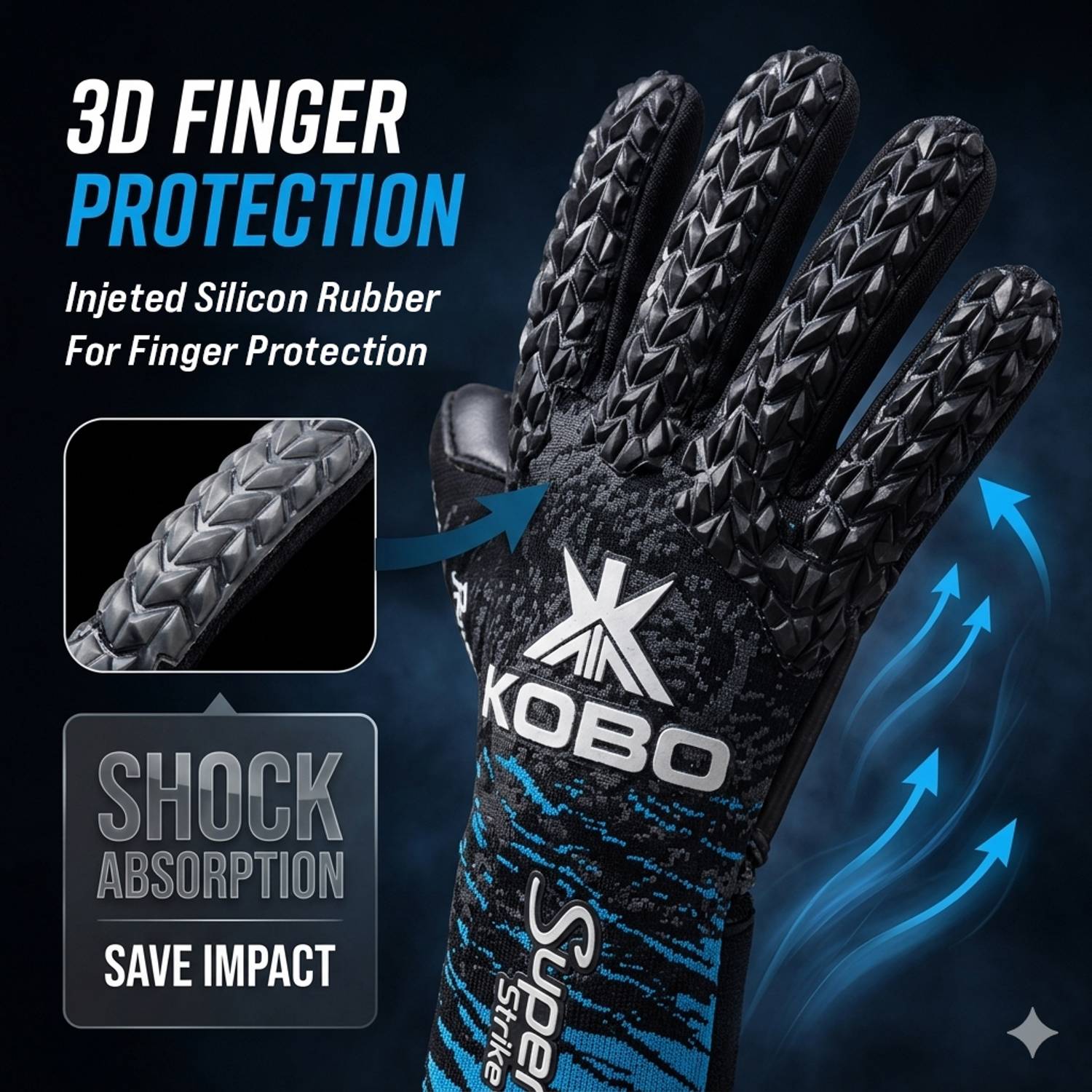 KOBO Football Goalkeeper Gloves Size 9.5 - Image 3