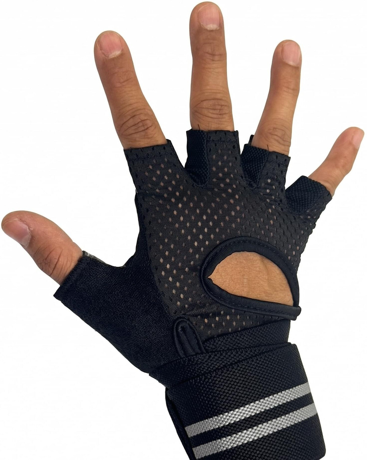 Image of Overcmr Gym Gloves for Women & Man | Padded with Silicone Grid for Maximum Grip (S) Gym & Fitness Gloves (Black)
