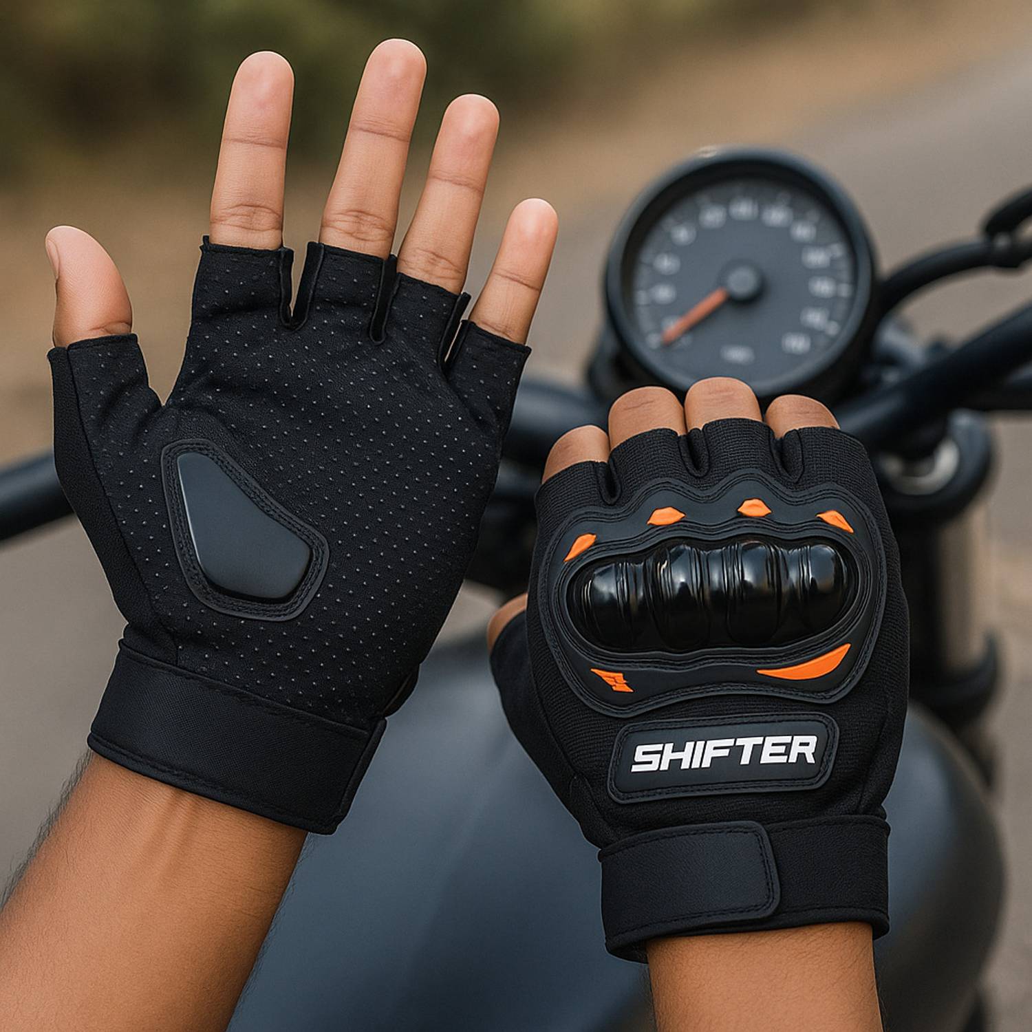 SHIFTER Half Gloves Bike Riding Hand Gloves - Image 1