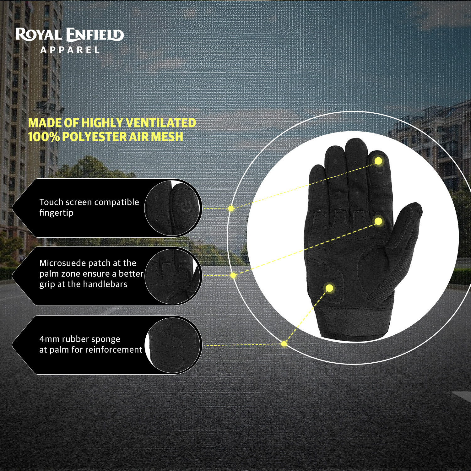 Image of ROYAL ENFIELD Kommuter Bike Riding Gloves | Knuckle Protection & Abrasion Resistance Riding Gloves