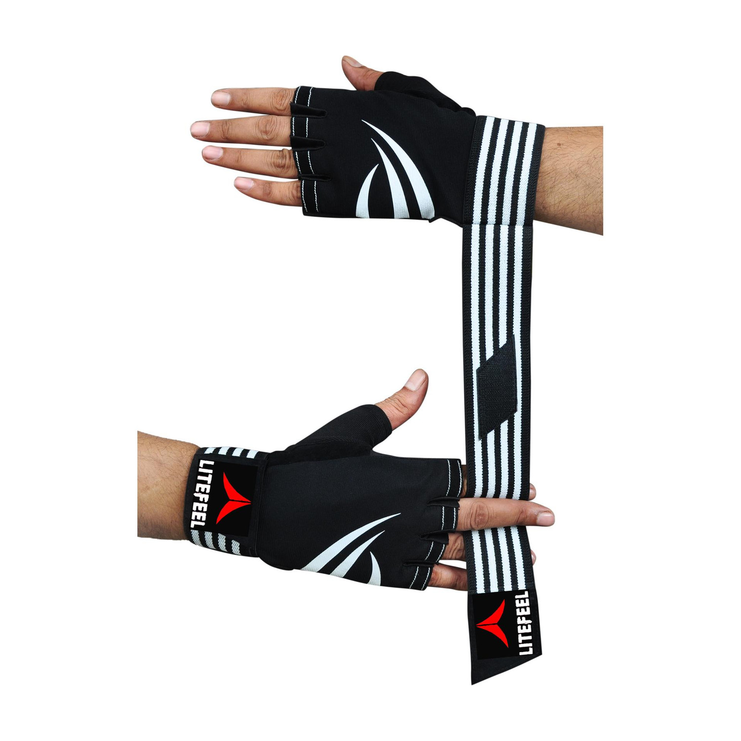 Image of LITE FEEL Gym Hand Glove, Sport glove, Riding Glove, Hand Glove Gym & Fitness Gloves (White and Black)