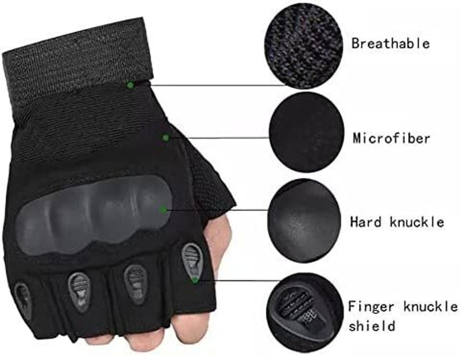 Image of Leosportz Tactical Gloves, Hard Knuckle Fingerless Half Finger Motorcycle Cycling Driving Gloves
