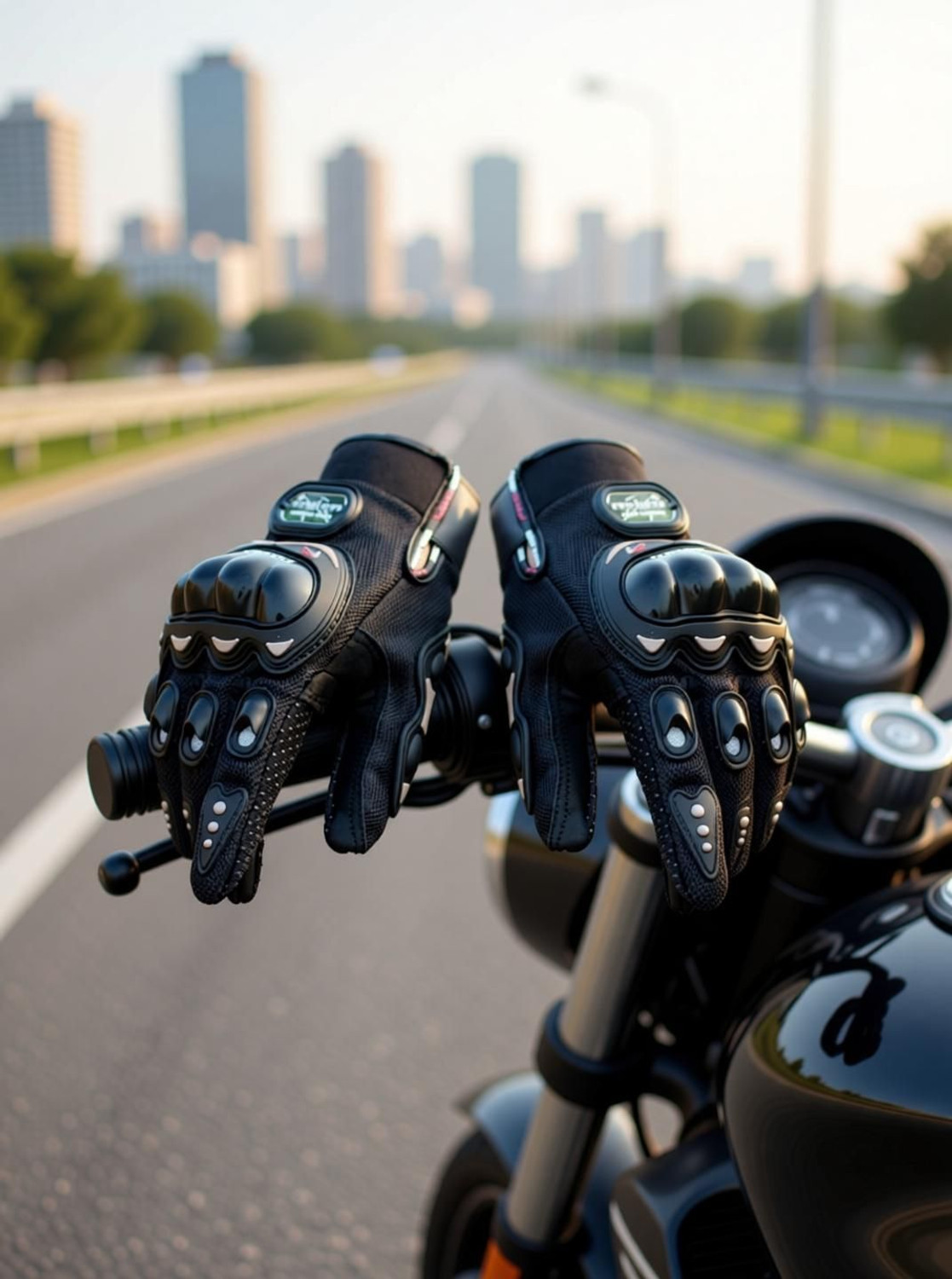 Image of JUSTIFIT Riding Equipment Motorcycle Biker Gloves For Men With Anti Slip Driving Gloves Gym & Fitness Gloves (Black)
