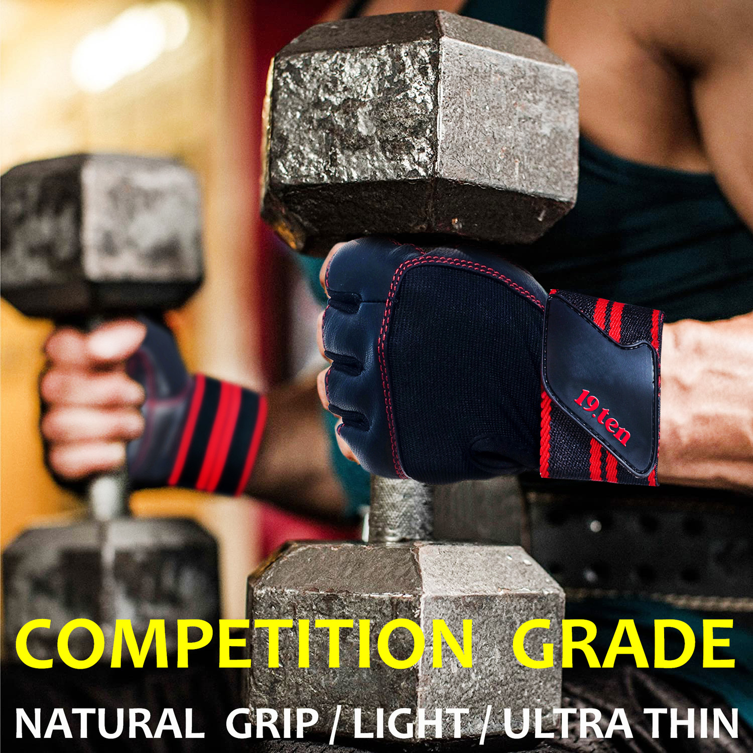Image of 19.ten Mucho Man Sport Gloves For Men & Women Palm Wrist Wrap Protection Leather Gloves Gym & Fitness Gloves