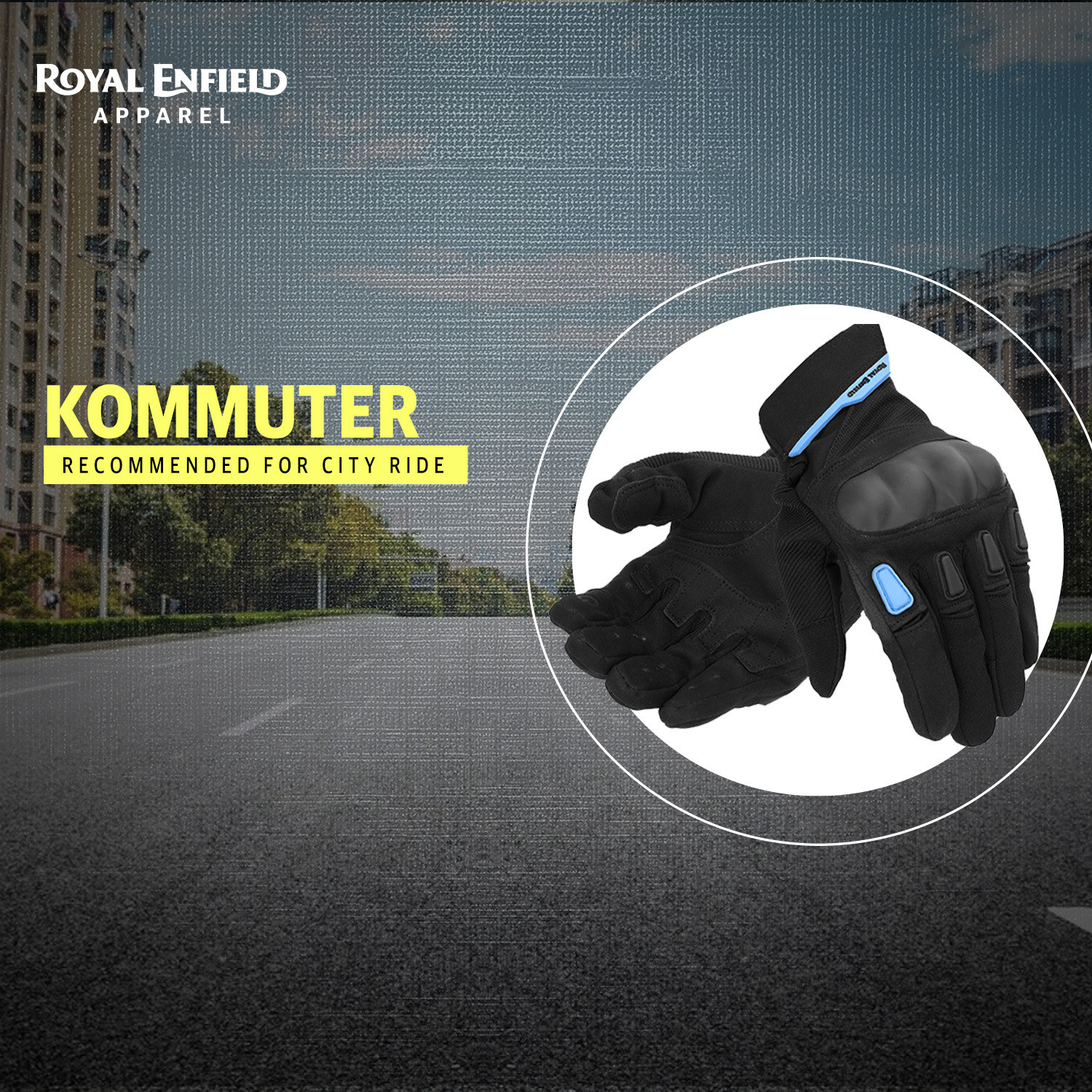 Image of ROYAL ENFIELD Kommuter Bike Riding Gloves | Knuckle Protection & Abrasion Resistance Riding Gloves