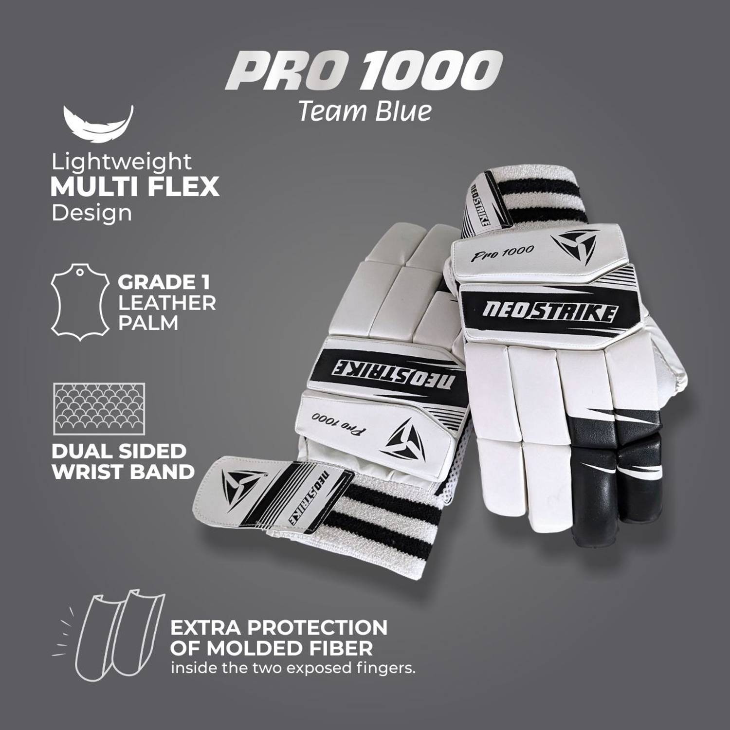 Neo Strike Pro 1000 Batting Gloves White - Image 5