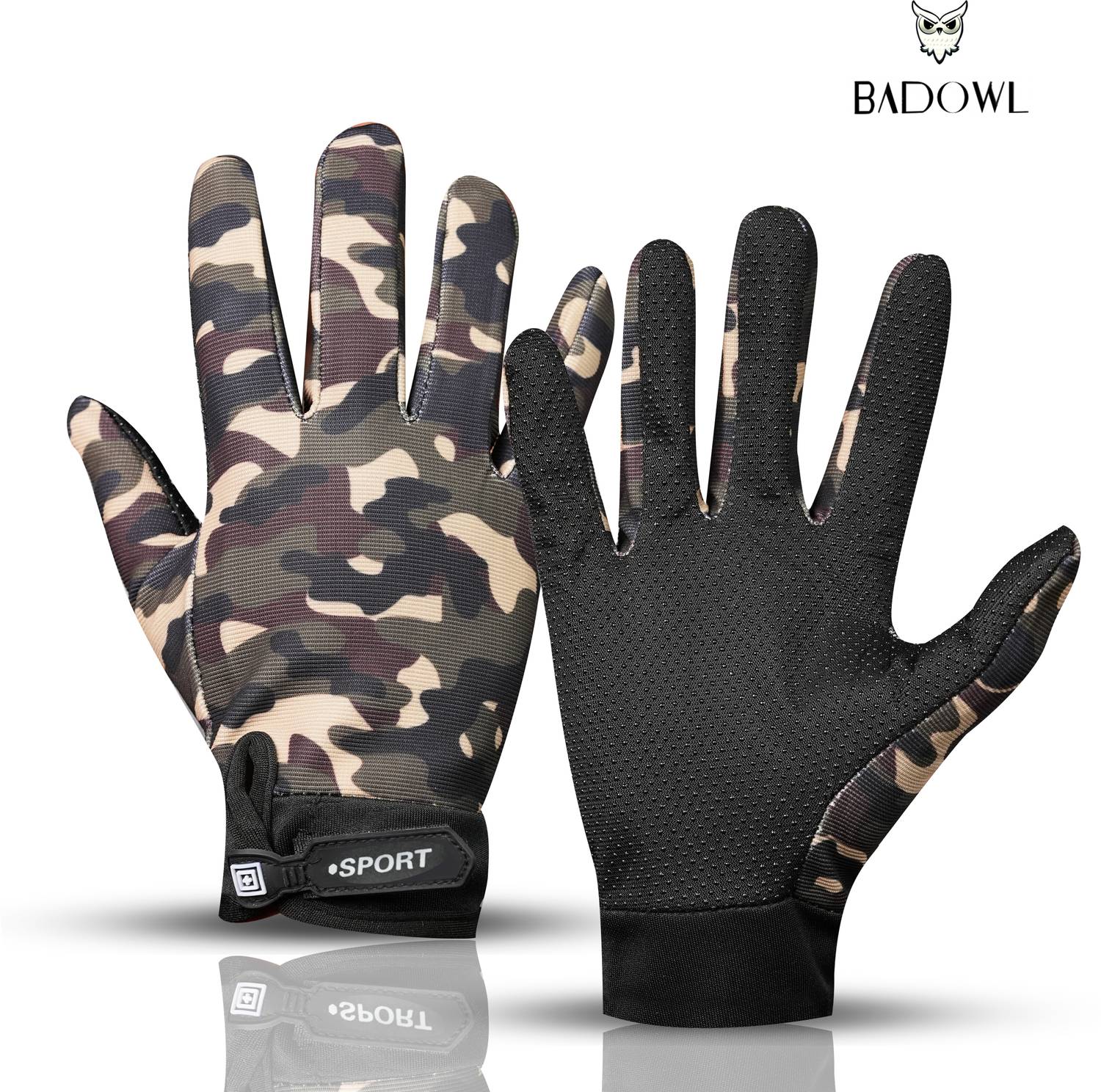 BAD OWL Full-Finger Army Printed Bike Riding Gloves Suitable for Winter Gloves, Driving Riding Gloves