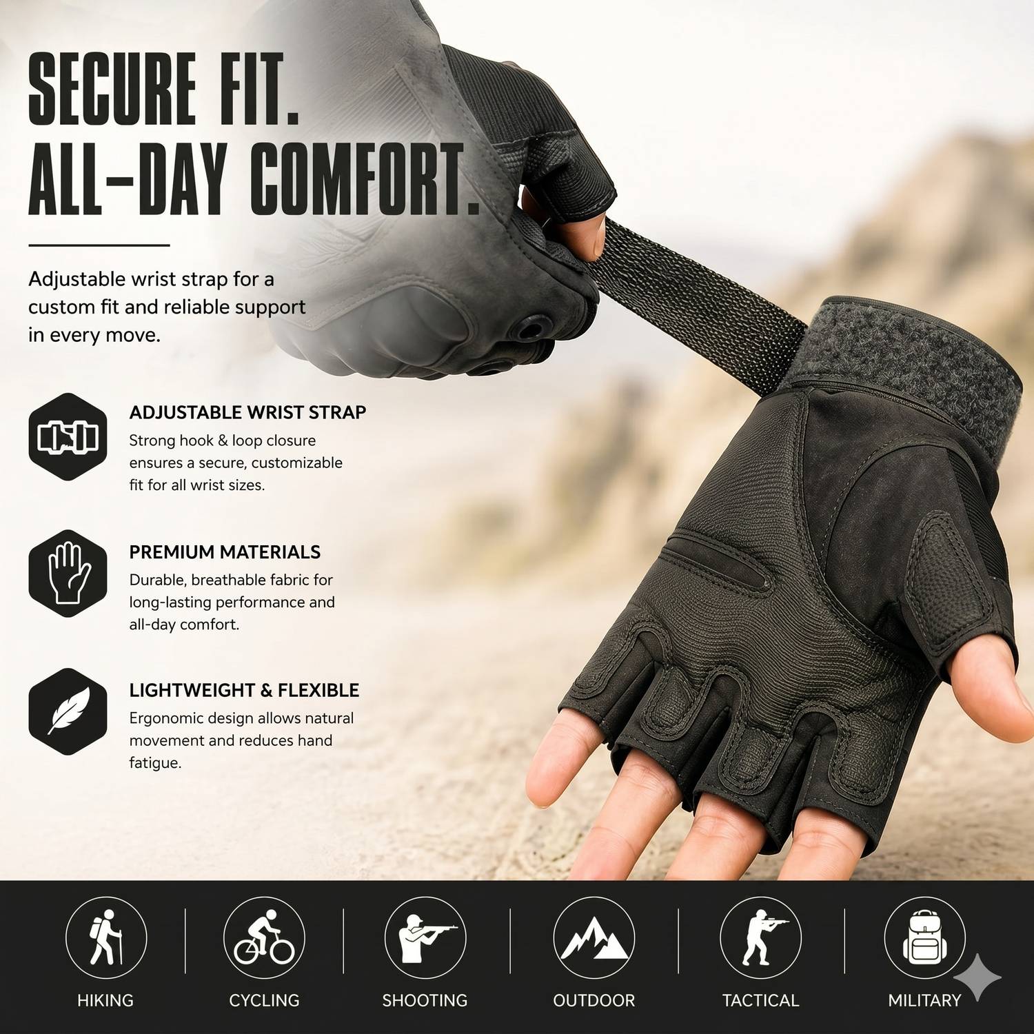 FEXMY Half Finger Bike Riding Gloves for Men - Image 3