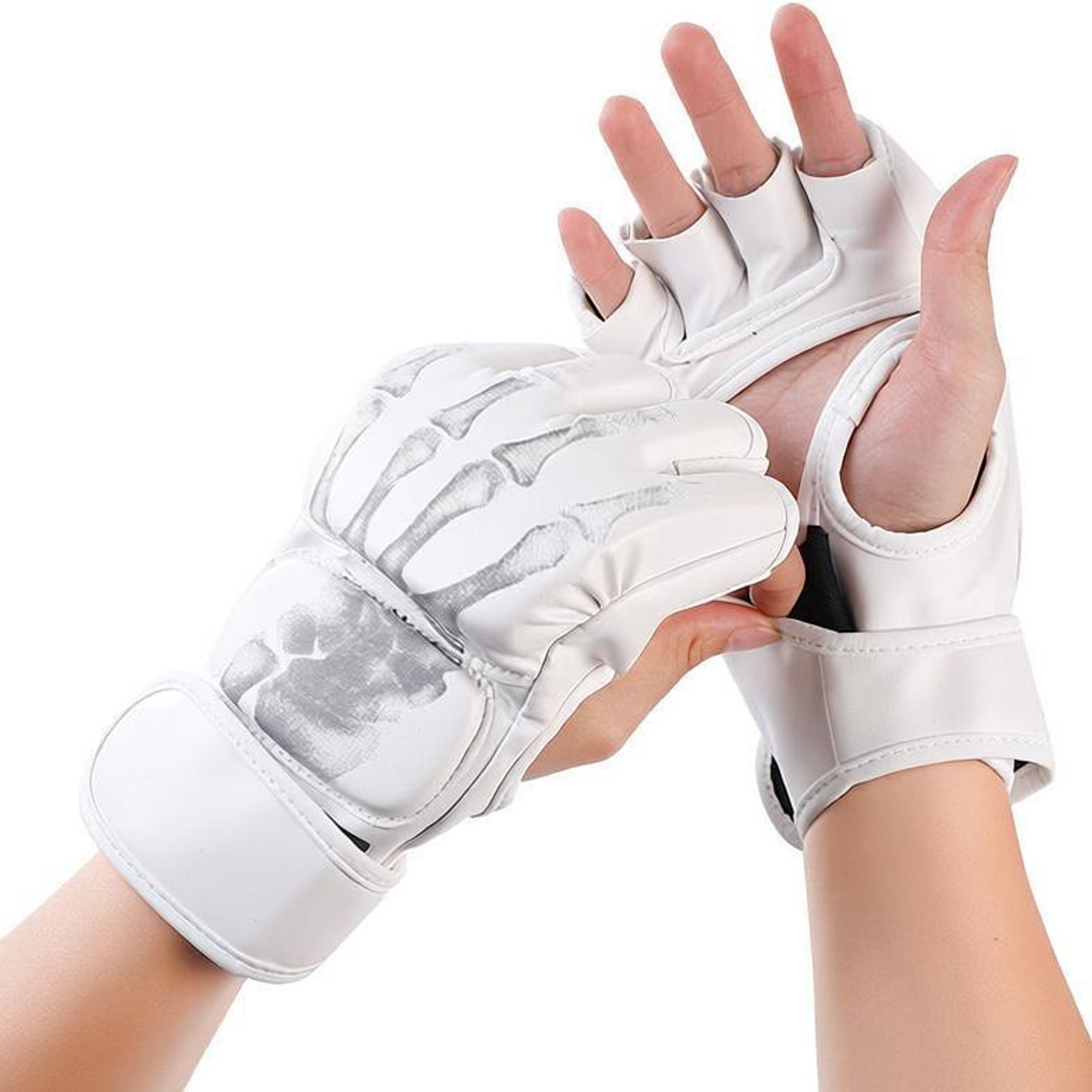 Image of Verilux Boxing Gloves for Adults PU MMA Gloves with Wrist Wrap and EVA Foam for Training Boxing Gloves (White)