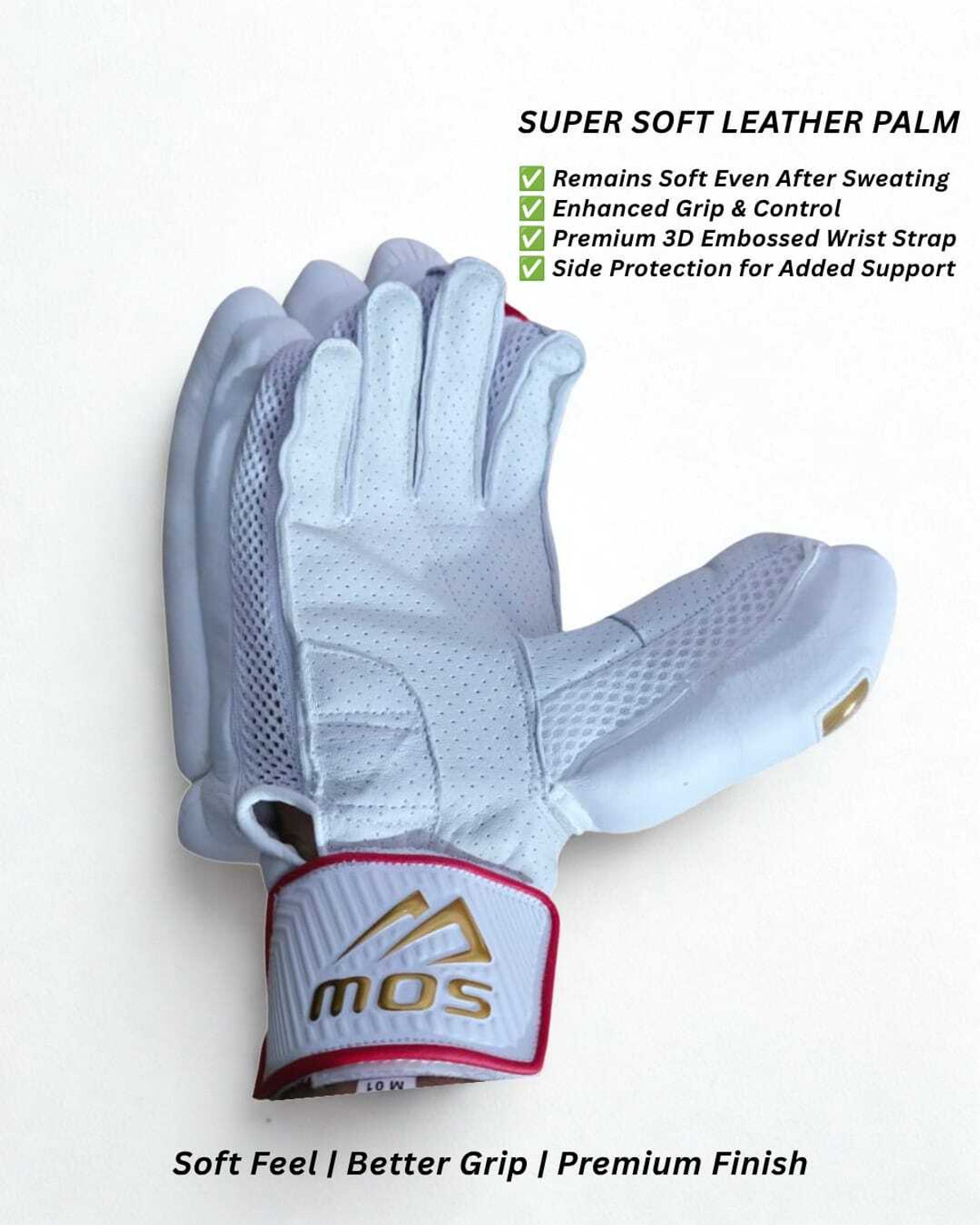 Image of mos Professional Leather Cricket Batting Gloves