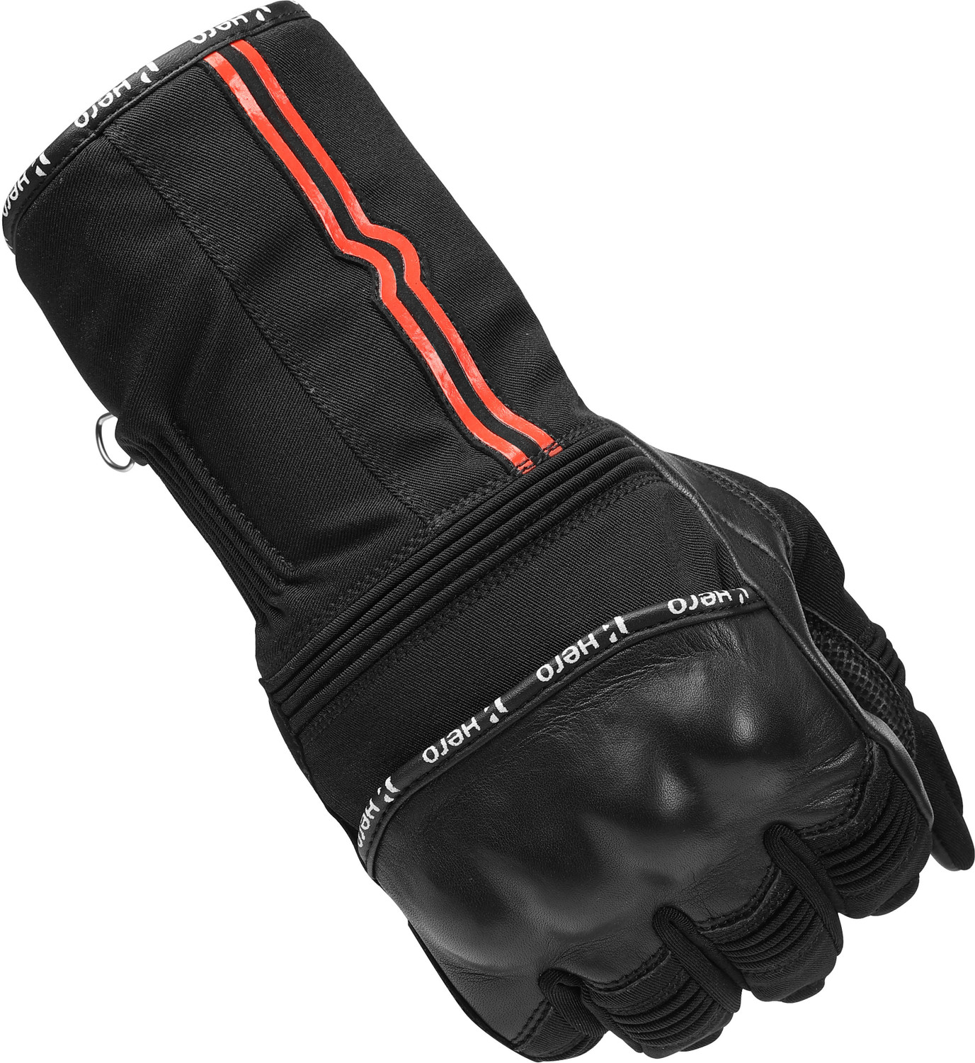 Image of Hero Motocorp Long Leather and Polyester Full Riding Gloves - Knuckle & Palm Slider Protection Riding Gloves